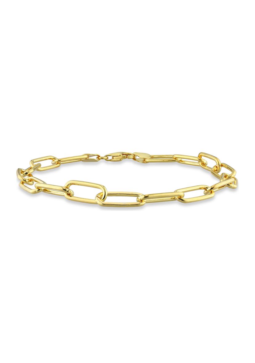 18k Yellow Gold Plated Sterling Silver 6mm Paperclip Chain Bracelet