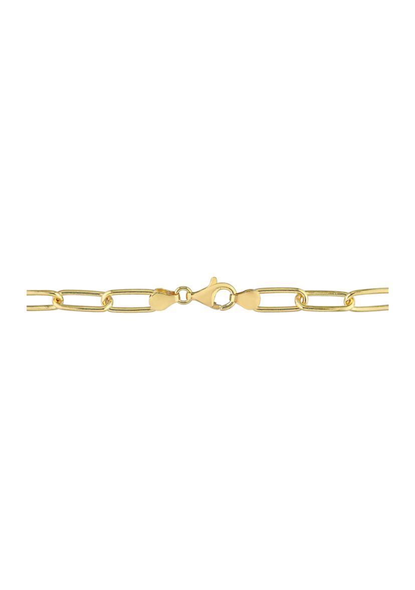 18k Yellow Gold Plated Sterling Silver 6mm Paperclip Chain Bracelet