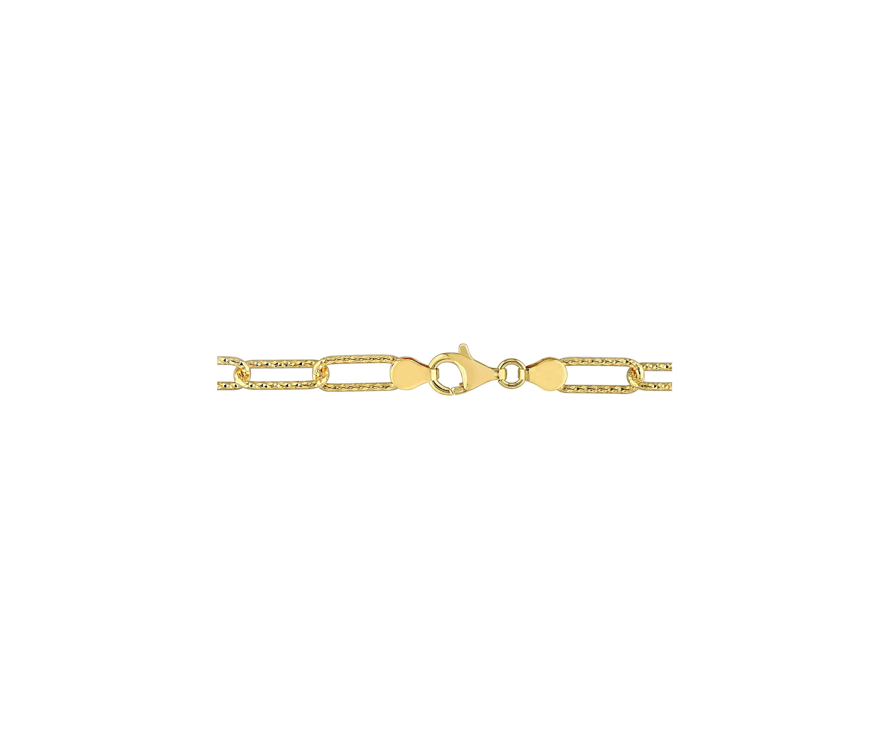 18k Yellow Gold Plated Sterling Silver 6mm Fancy Paperclip Chain Bracelet