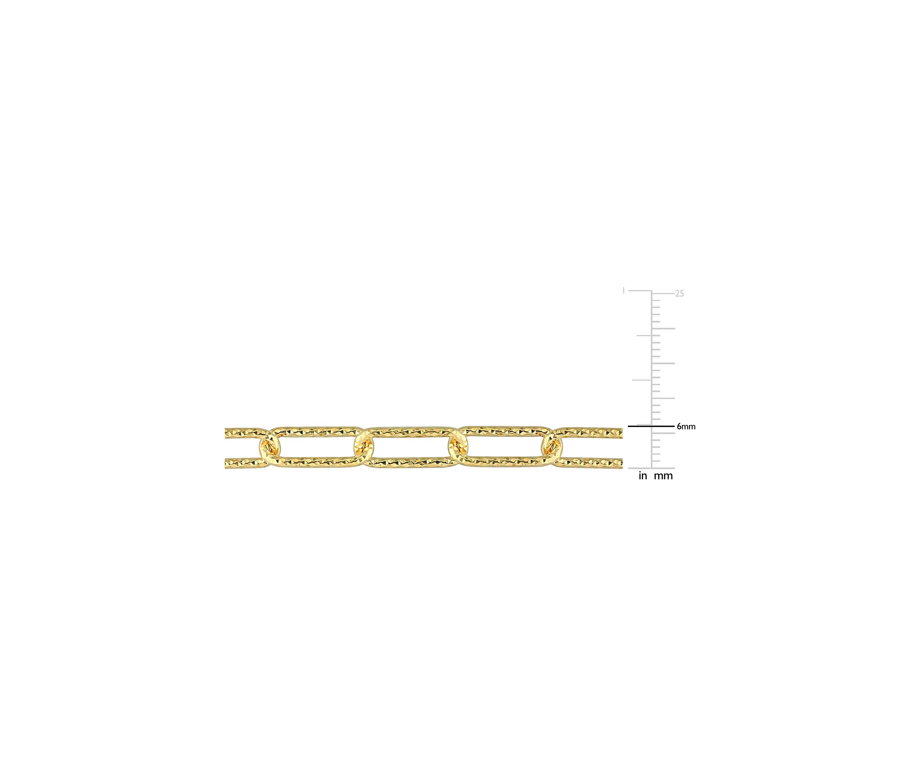 18k Yellow Gold Plated Sterling Silver 6mm Fancy Paperclip Chain Bracelet