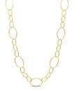 18k Yellow Gold Plated Sterling Silver 13 Millimeter Fancy Oval Link Chain Necklace