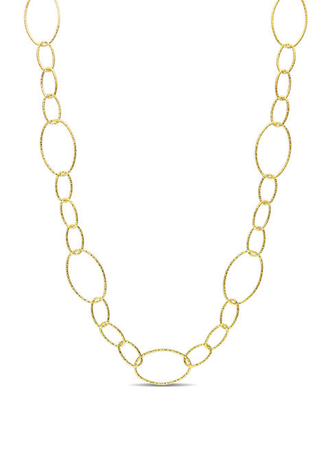 18k Yellow Gold Plated Sterling Silver 13 Millimeter Fancy Oval Link Chain Necklace