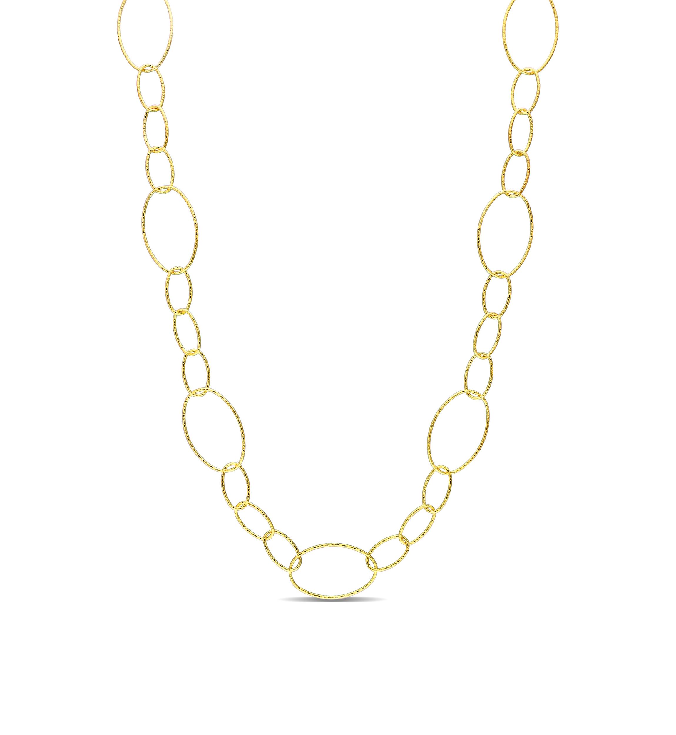 18k Yellow Gold Plated Sterling Silver 13mm Fancy Oval Link Chain Necklace
