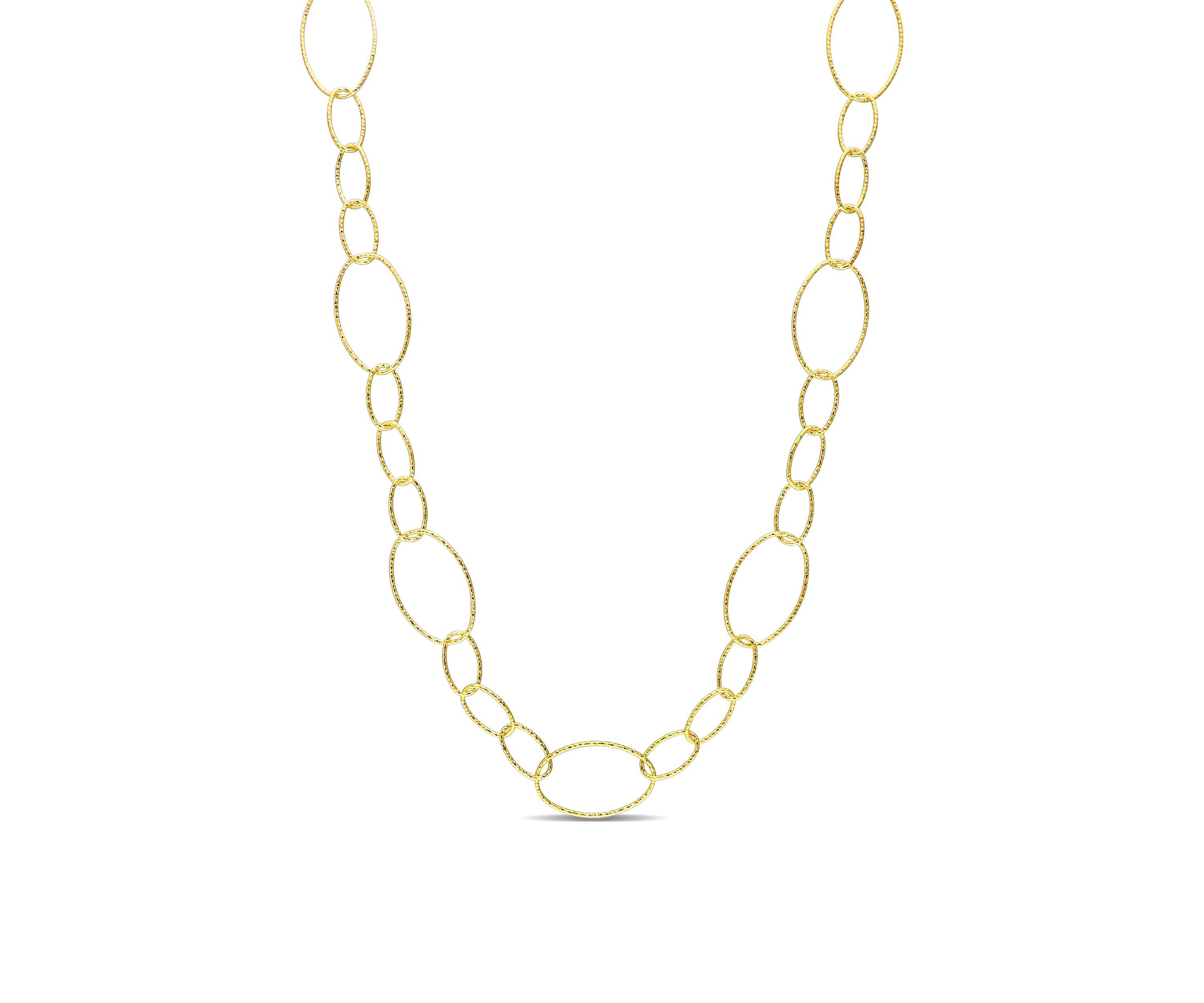 18k Yellow Gold Plated Sterling Silver 13mm Fancy Oval Link Chain Necklace