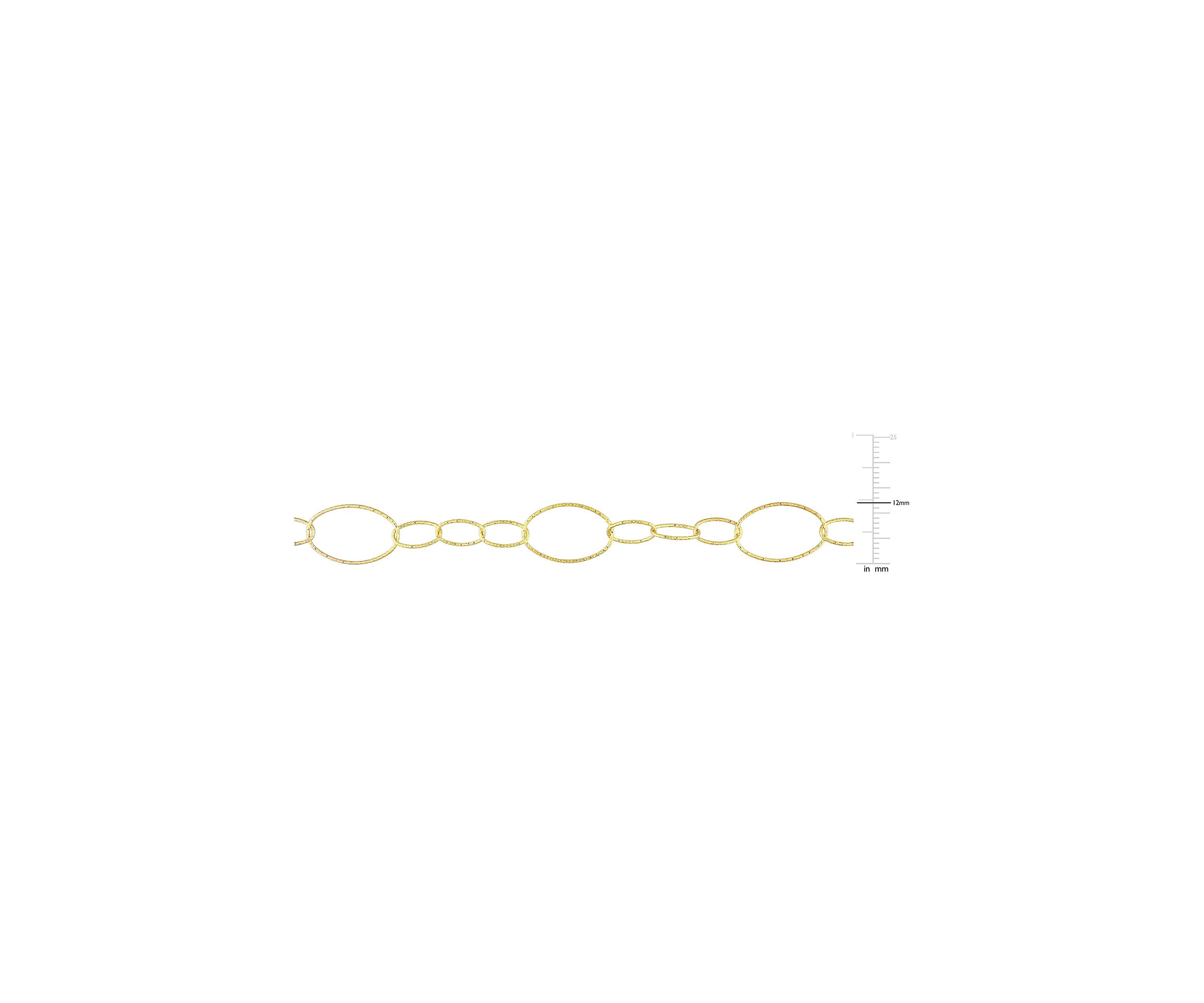 18k Yellow Gold Plated Sterling Silver 13mm Fancy Oval Link Chain Necklace