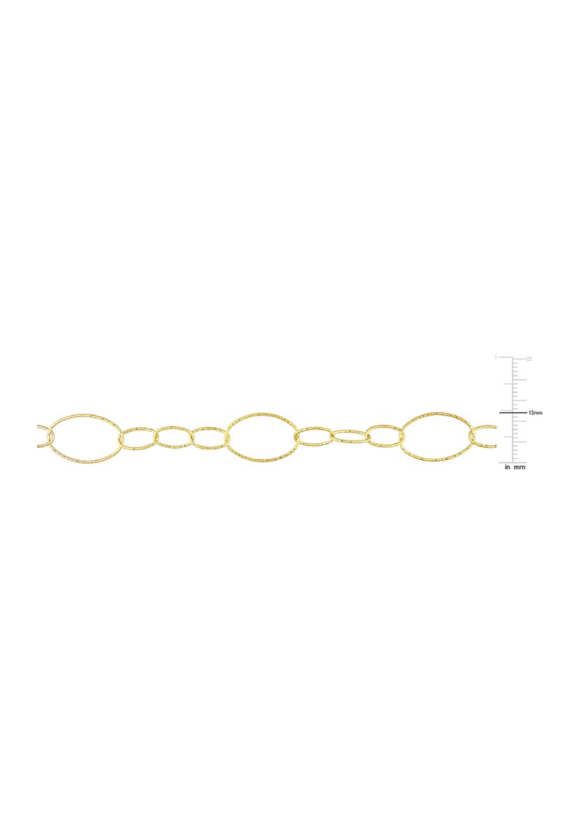 18k Yellow Gold Plated Sterling Silver 13mm Fancy Oval Link Chain Necklace