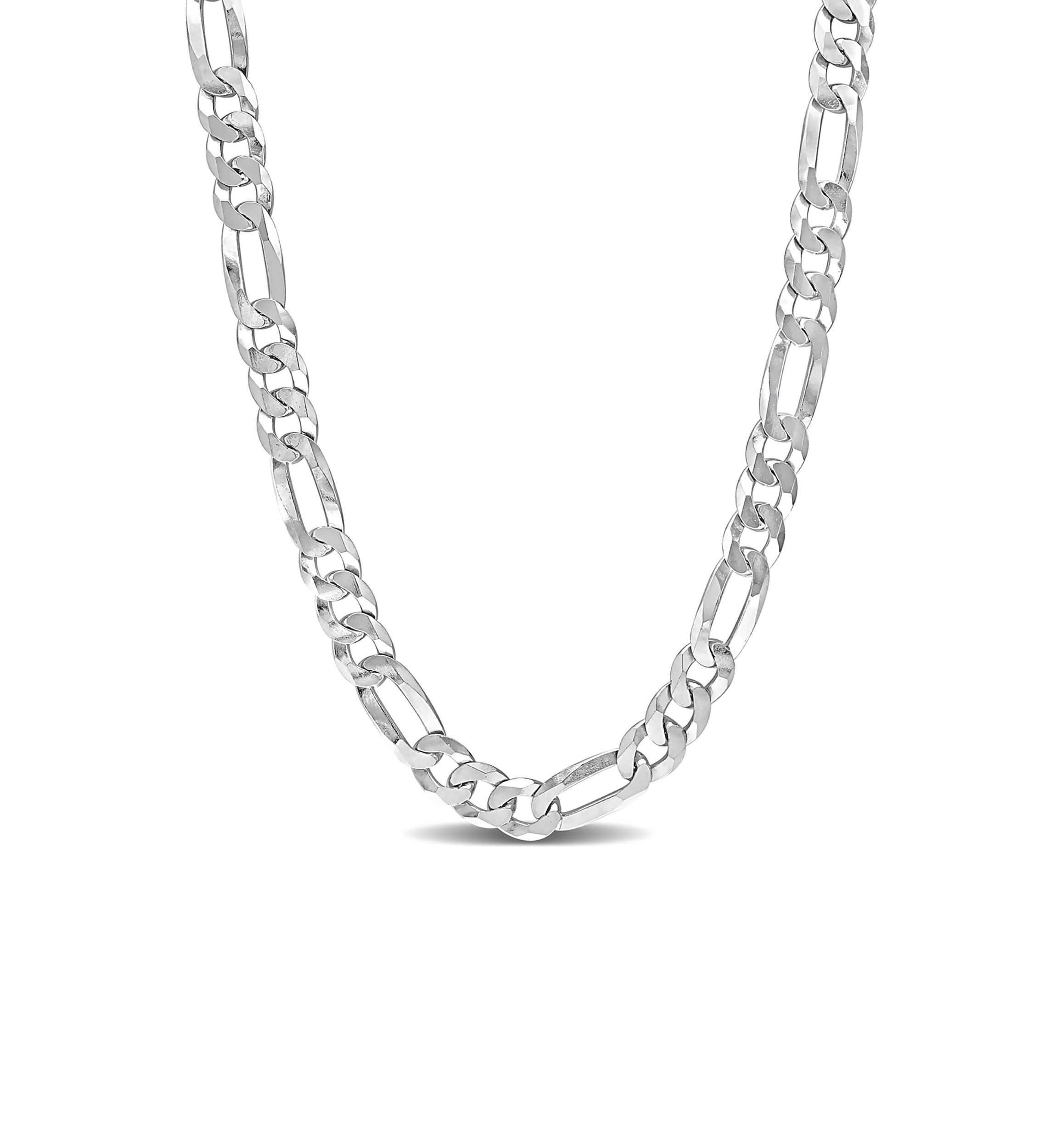 Sterling Silver 8.9mm Flat Figaro Chain Necklace