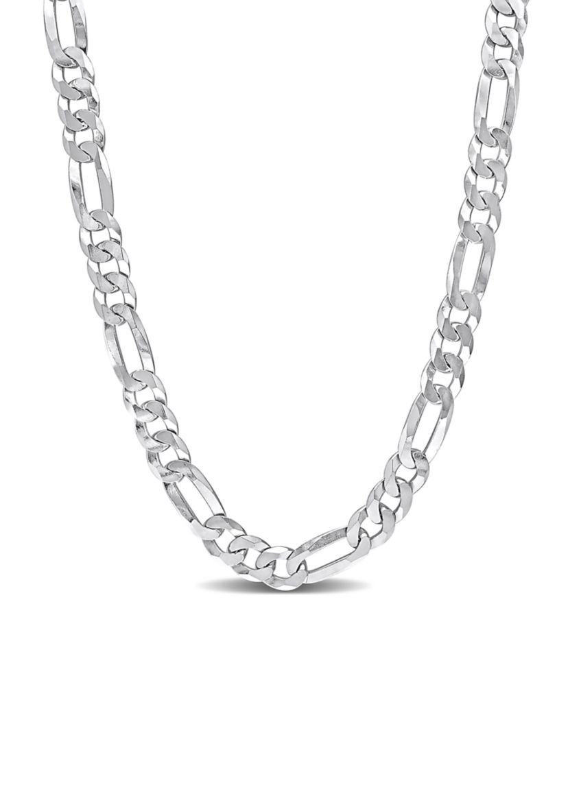 Sterling Silver 8.9mm Flat Figaro Chain Necklace