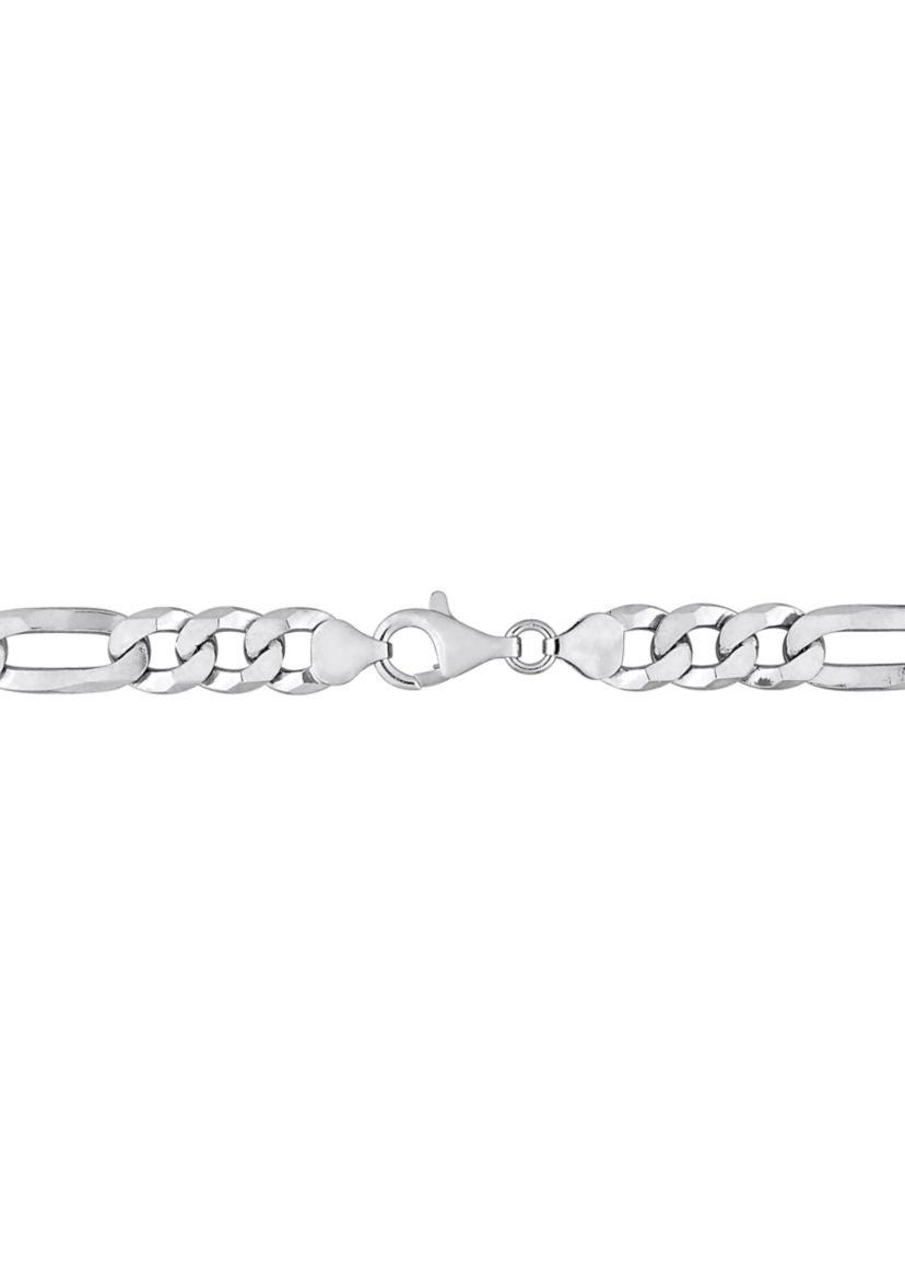 Sterling Silver 8.9mm Flat Figaro Chain Necklace