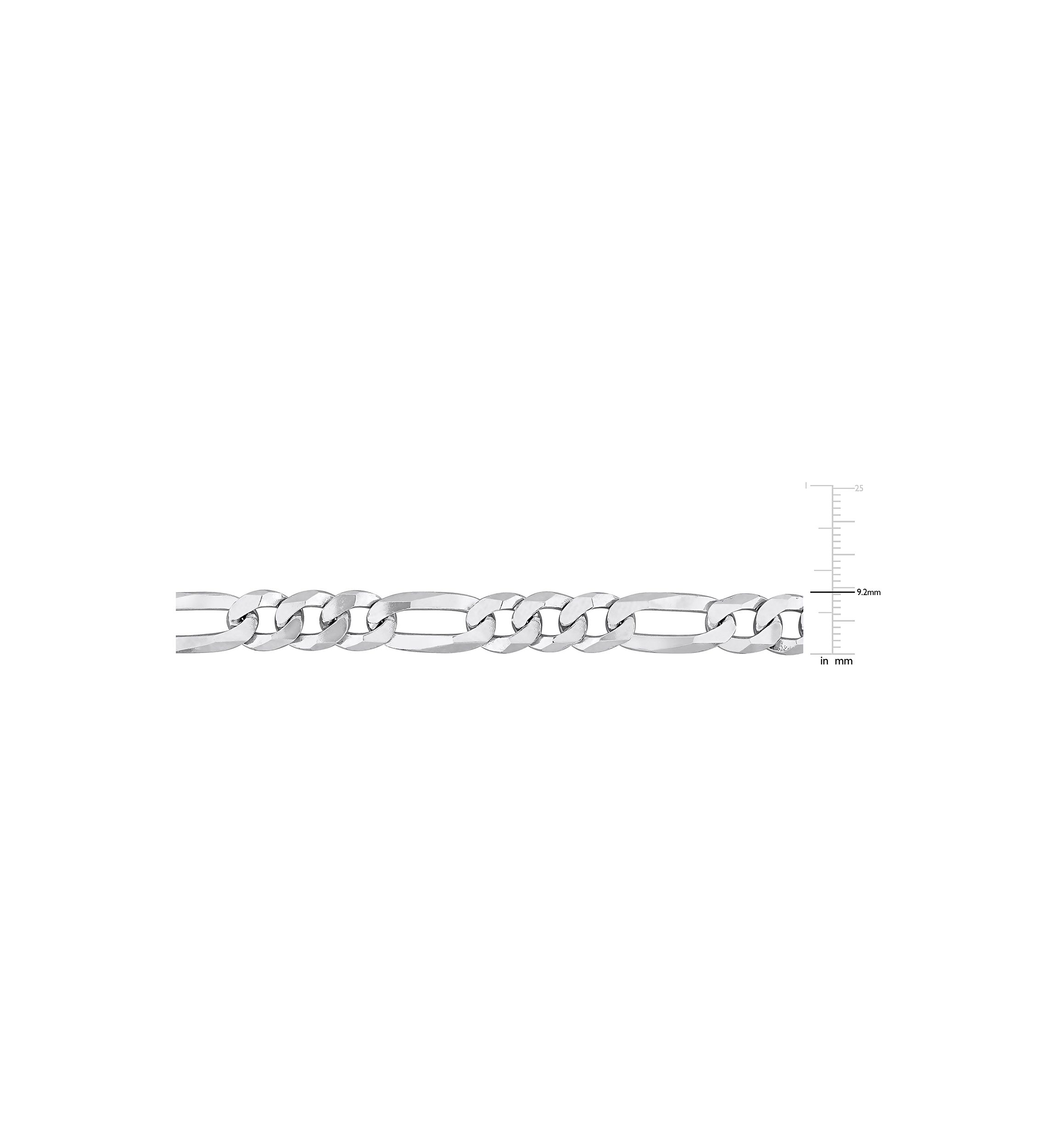 Sterling Silver 8.9mm Flat Figaro Chain Necklace