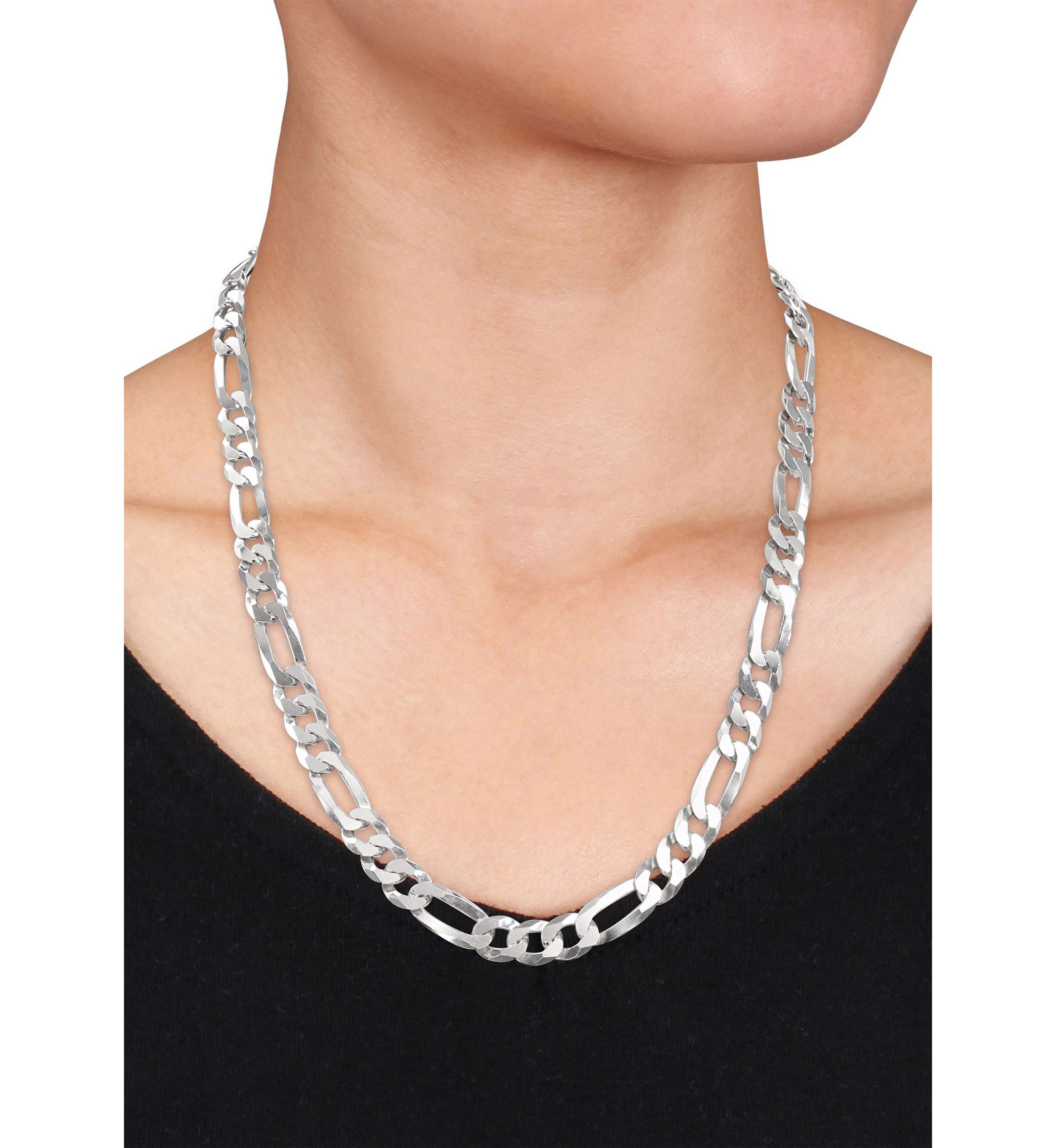 Sterling Silver 8.9mm Flat Figaro Chain Necklace
