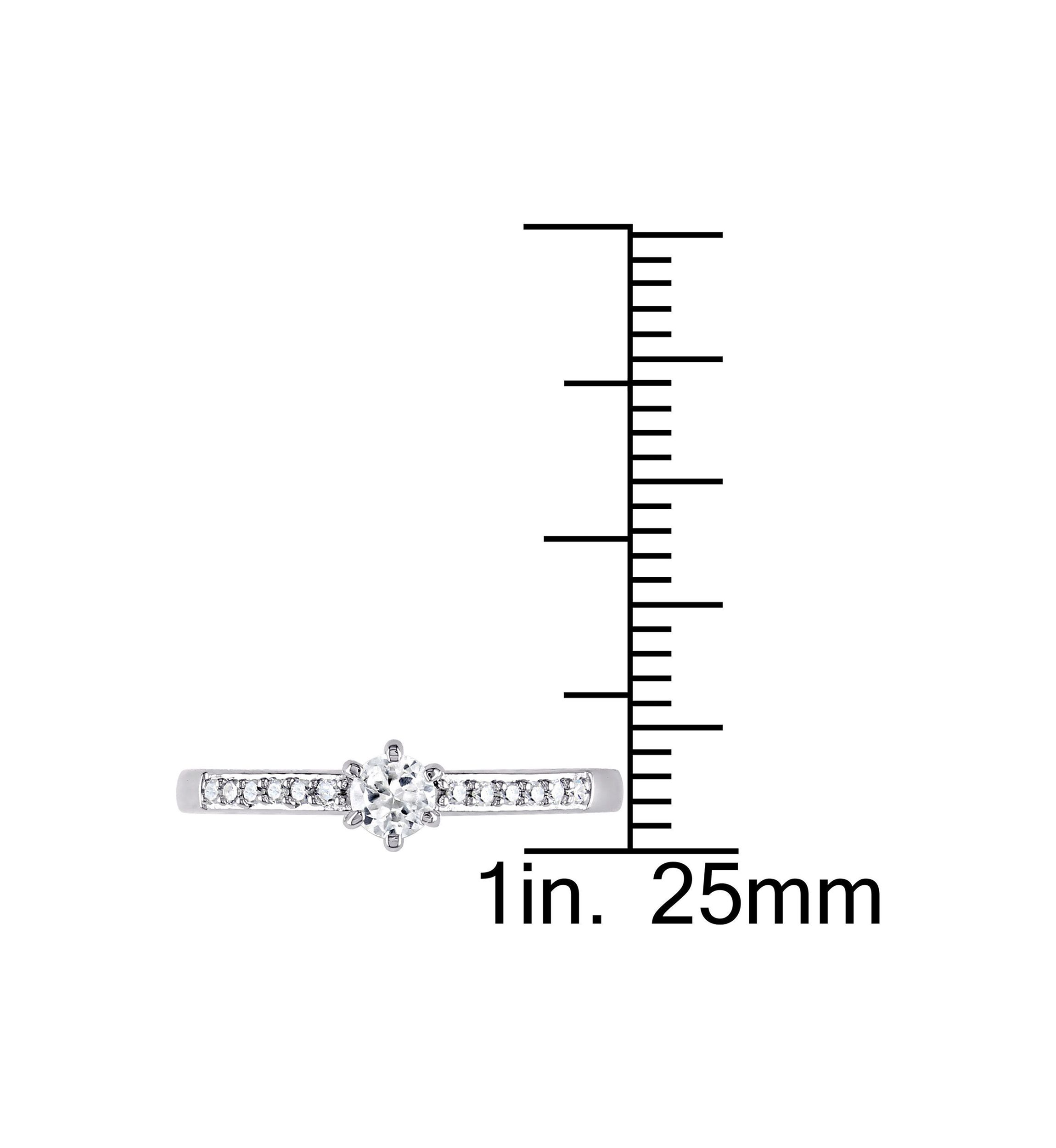 Lab Created 1/4 CT TGW Created White Sapphire and Diamond Accent Ring in Sterling Silver