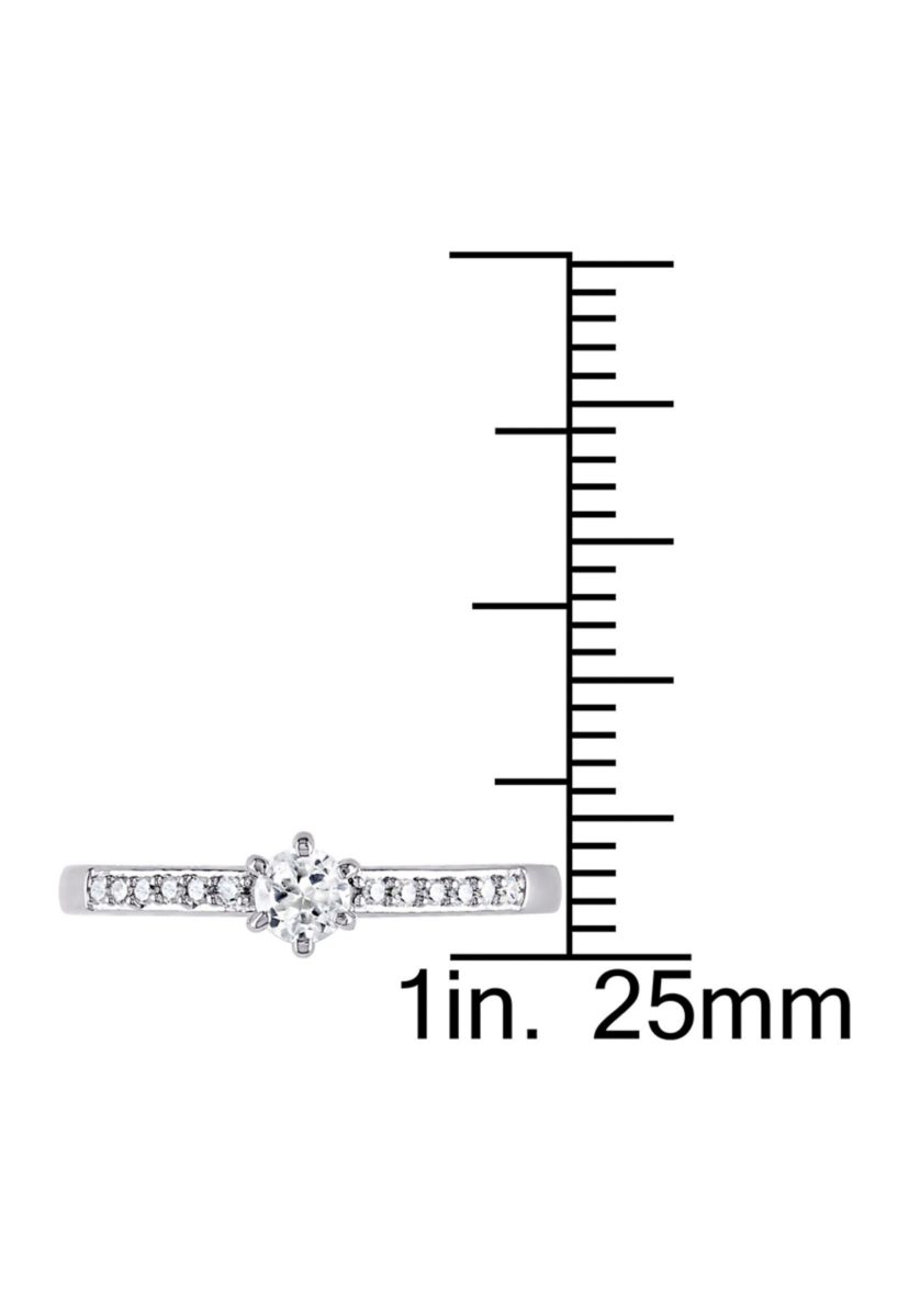 Lab Created 1/4 CT TGW Created White Sapphire and Diamond Accent Ring in Sterling Silver