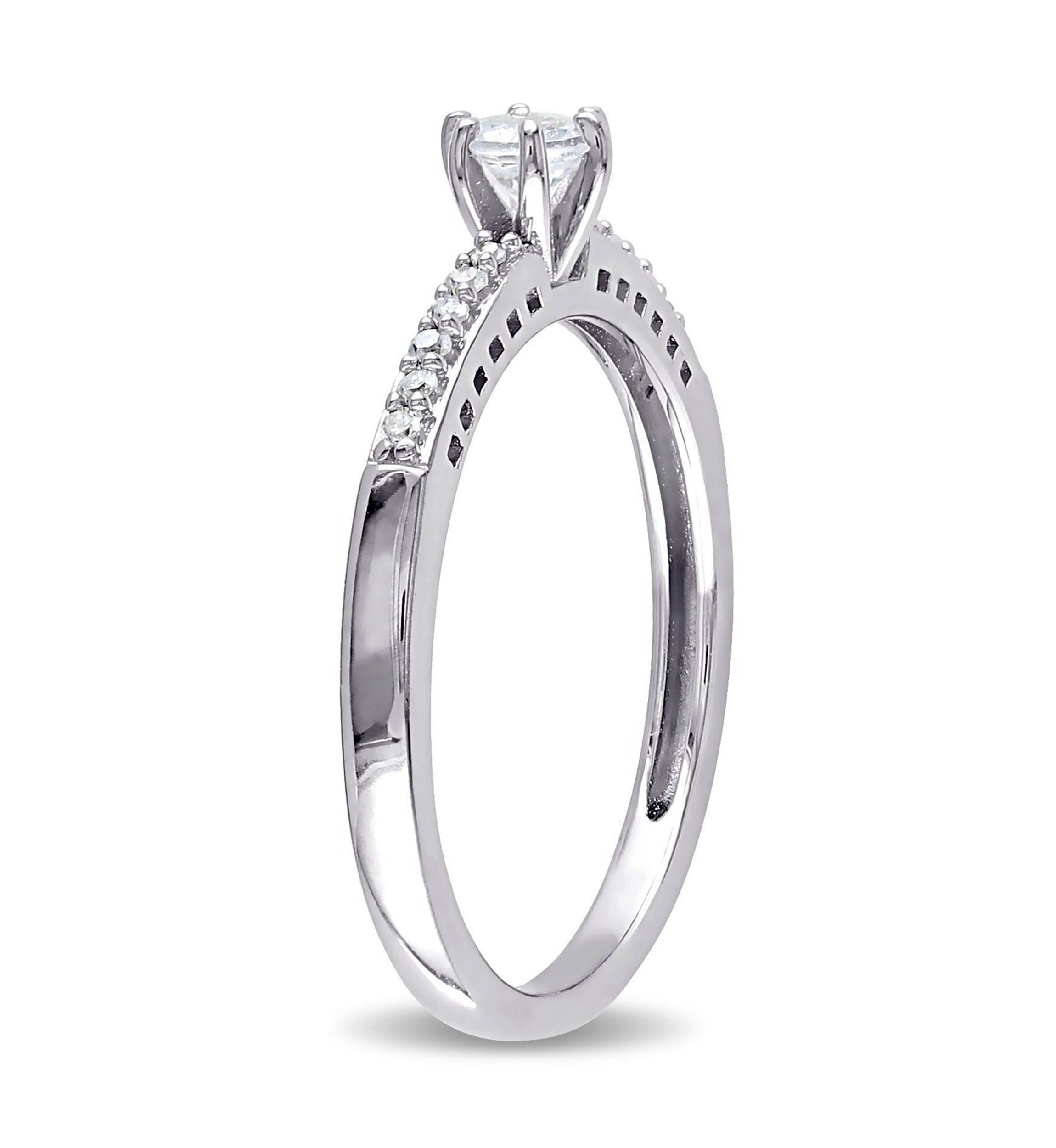 Lab Created 1/4 CT TGW Created White Sapphire and Diamond Accent Ring in Sterling Silver