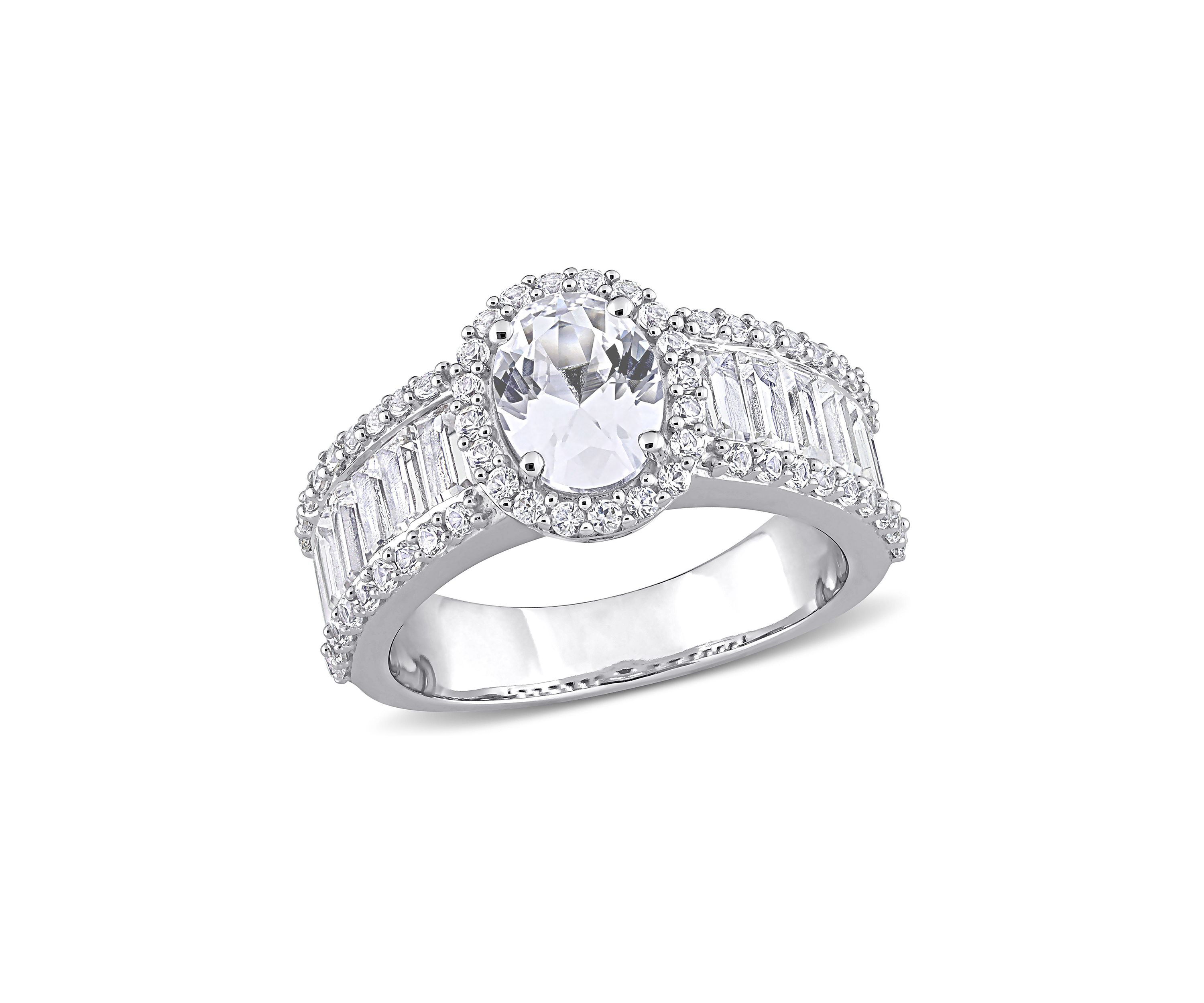 Lab Created 4.6 CT TGW Created White Sapphire Oval Halo Ring in 10k White Gold