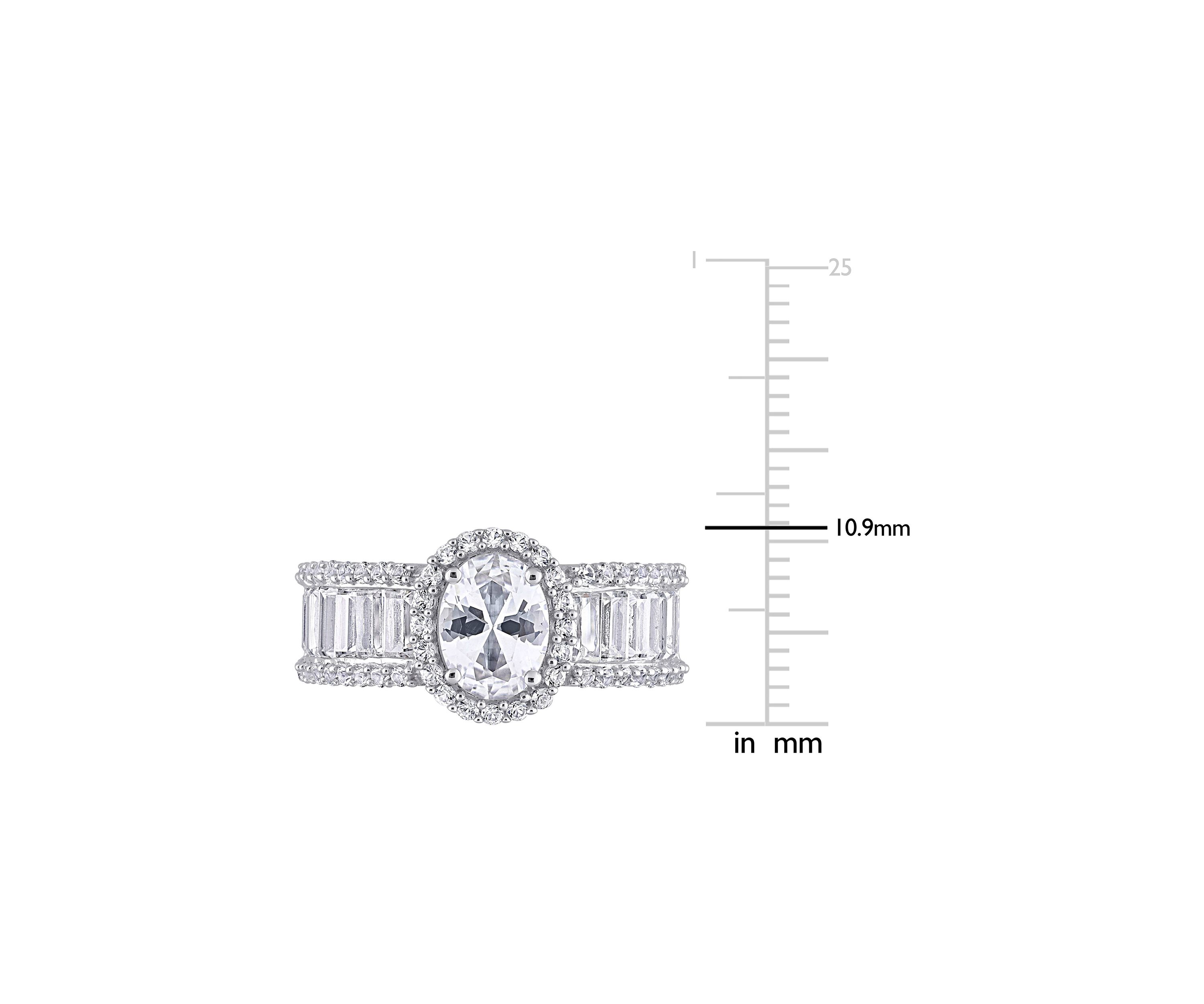 Lab Created 4.6 CT TGW Created White Sapphire Oval Halo Ring in 10k White Gold