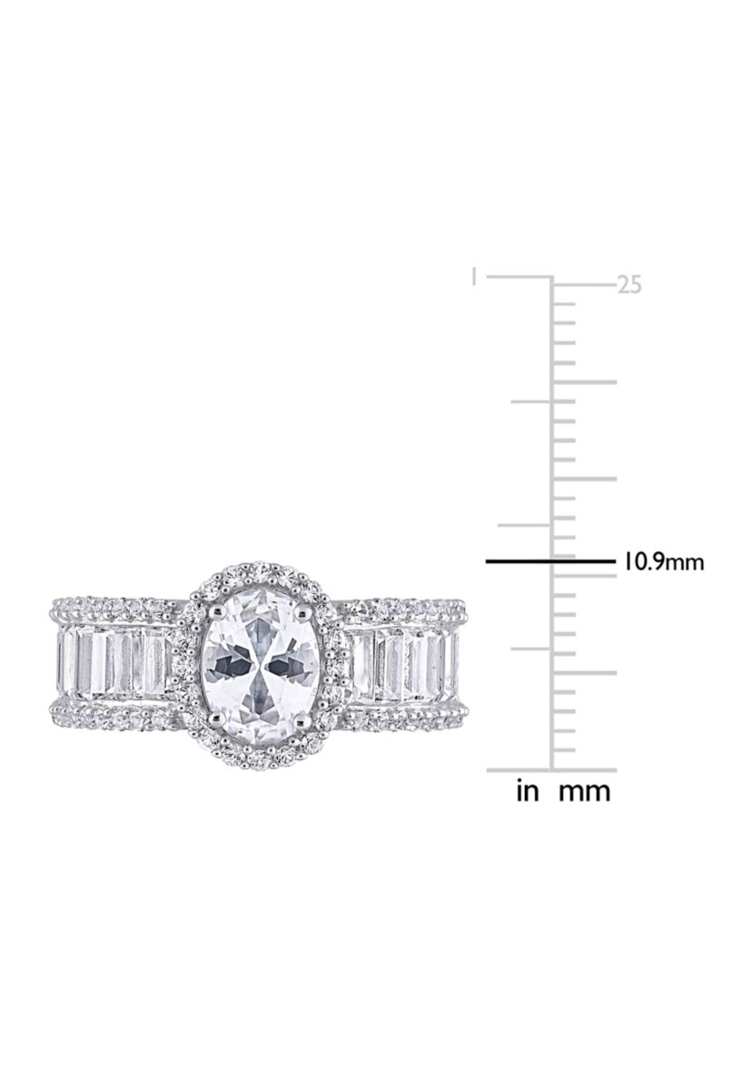 Lab Created 4.6 CT TGW Created White Sapphire Oval Halo Ring in 10k White Gold