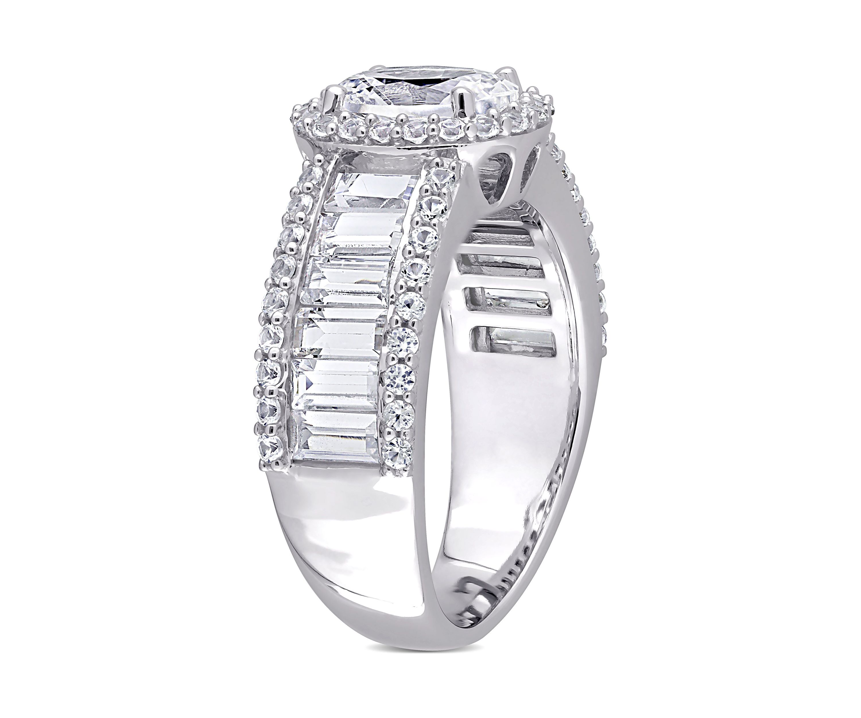 Lab Created 4.6 CT TGW Created White Sapphire Oval Halo Ring in 10k White Gold