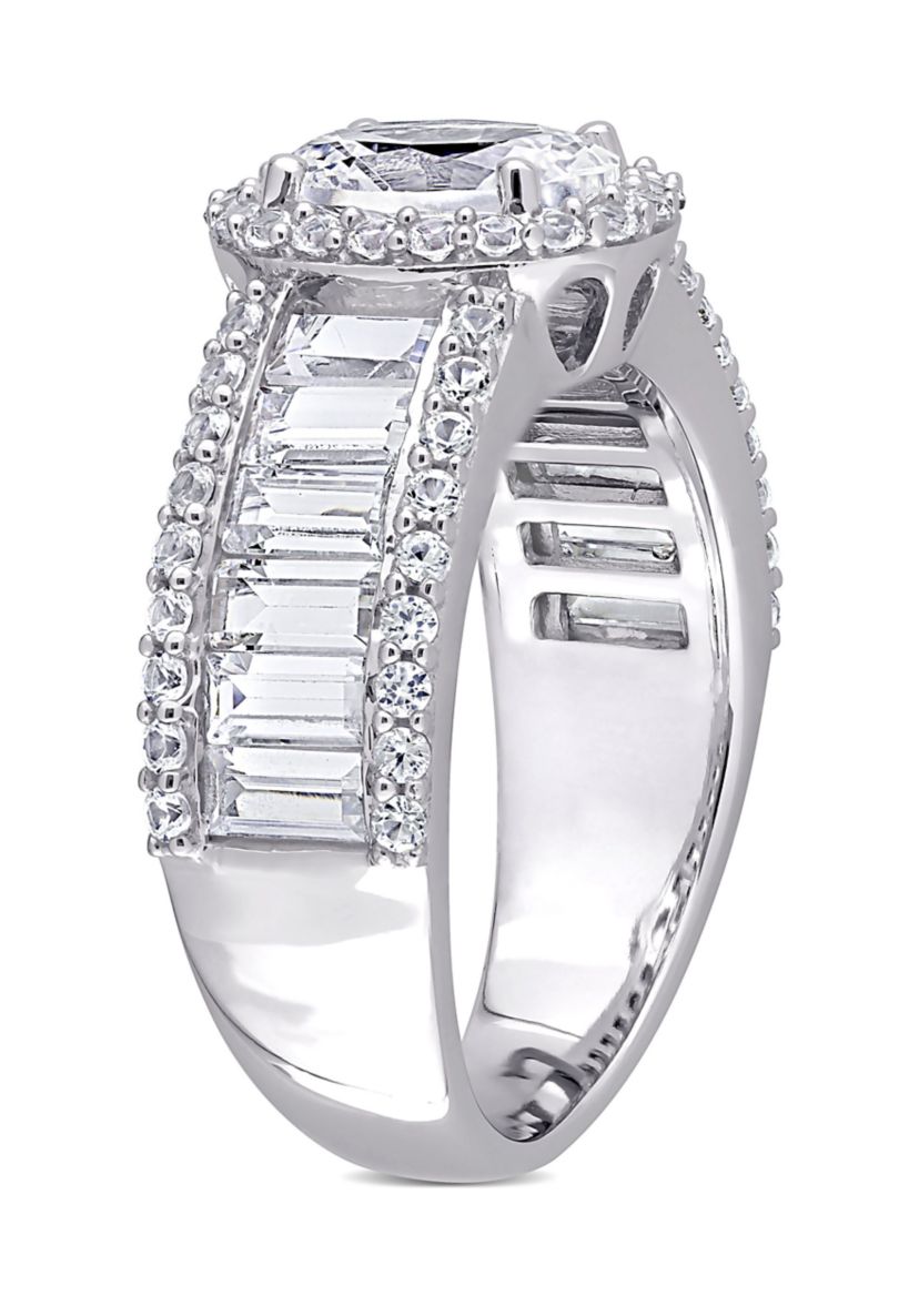 Lab Created 4.6 CT TGW Created White Sapphire Oval Halo Ring in 10k White Gold
