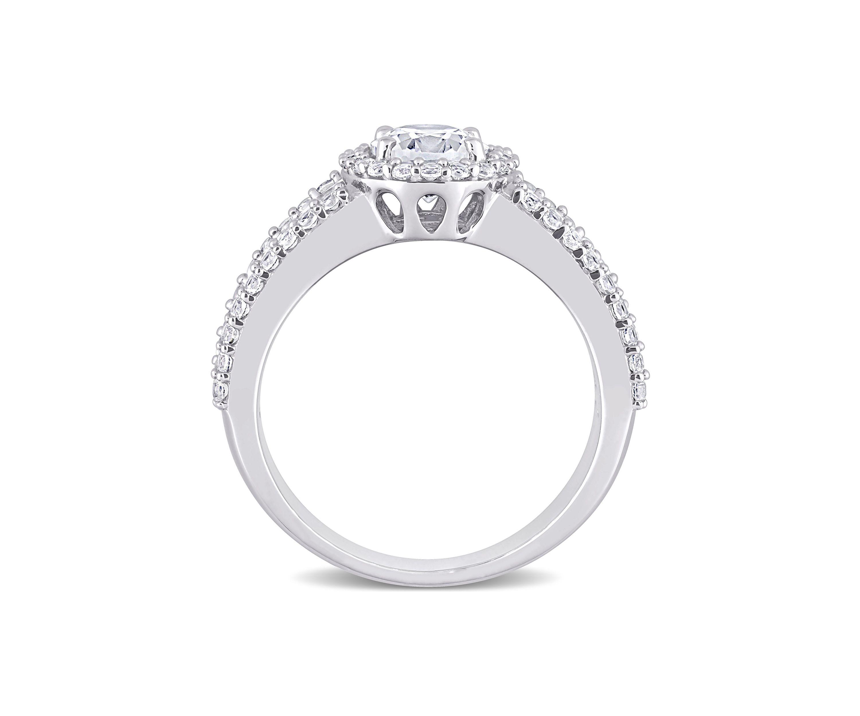 Lab Created 4.6 CT TGW Created White Sapphire Oval Halo Ring in 10k White Gold