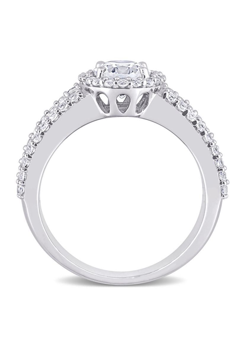Lab Created 4.6 CT TGW Created White Sapphire Oval Halo Ring in 10k White Gold