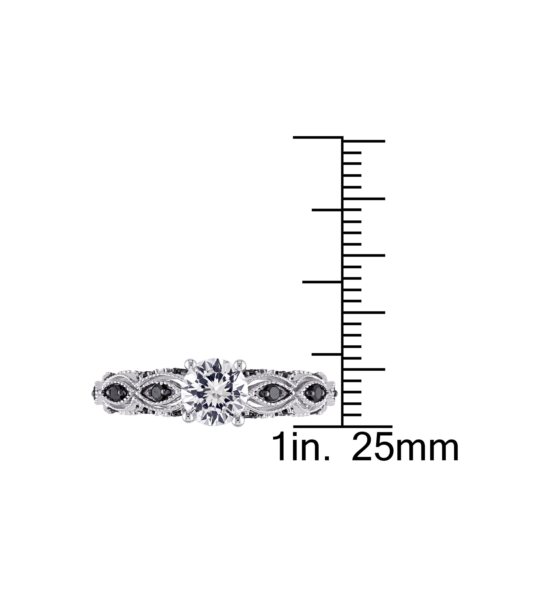 Lab Created Created White Sapphire and 1/4 CT TW Black Diamond Engagement Ring in 10k White Gold