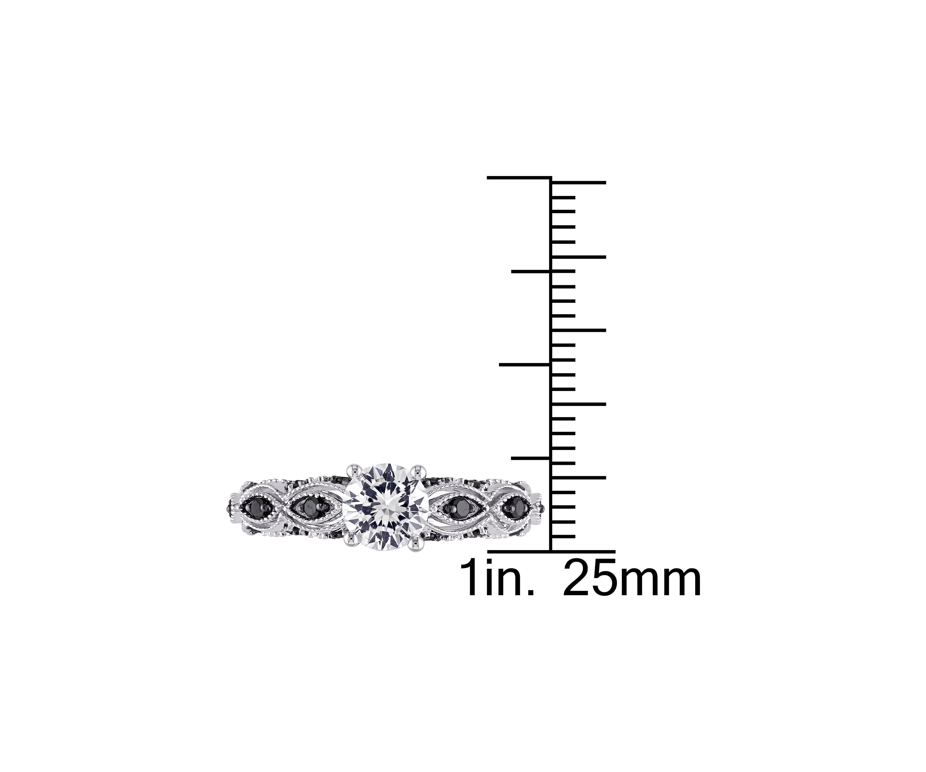 Lab Created Created White Sapphire and 1/4 CT TW Black Diamond Engagement Ring in 10k White Gold