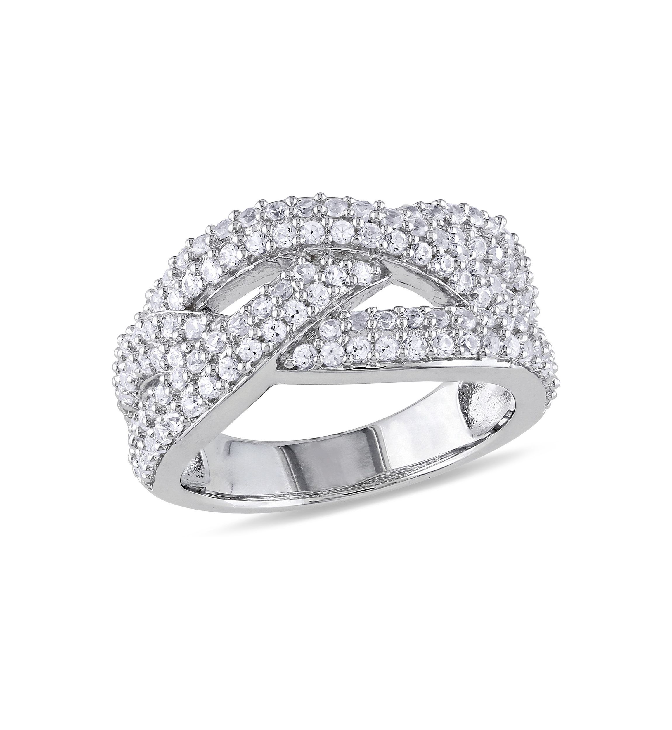 Lab Created 1.25 CT TGW Created White Sapphire Braided Ring in Sterling Silver