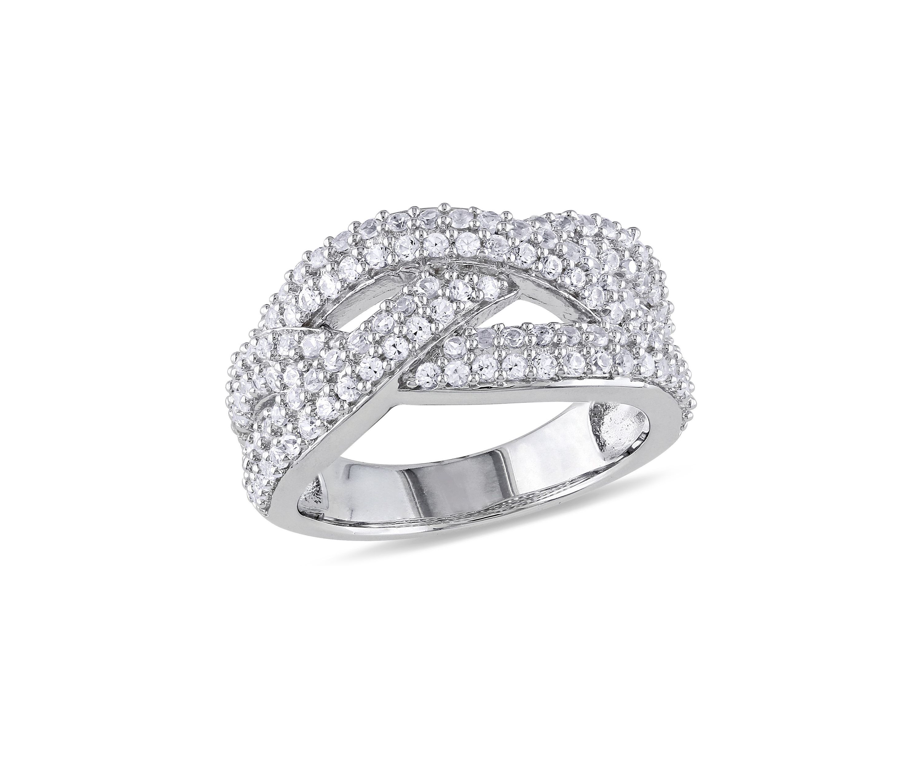 Lab Created 1.25 CT TGW Created White Sapphire Braided Ring in Sterling Silver