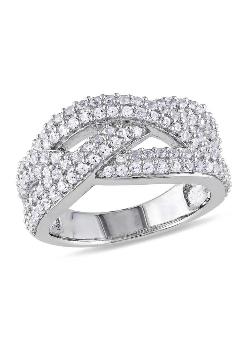 Lab Created 1.25 CT TGW Created White Sapphire Braided Ring in Sterling Silver