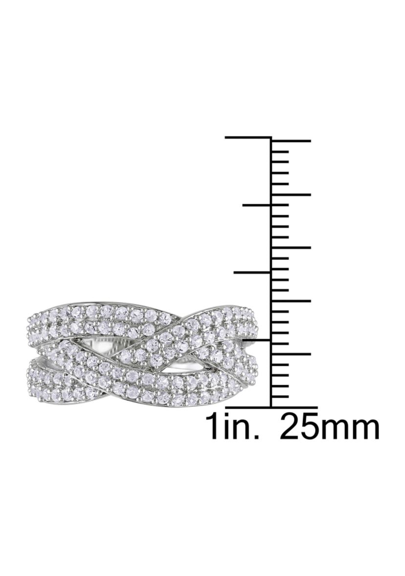 Lab Created 1.25 CT TGW Created White Sapphire Braided Ring in Sterling Silver