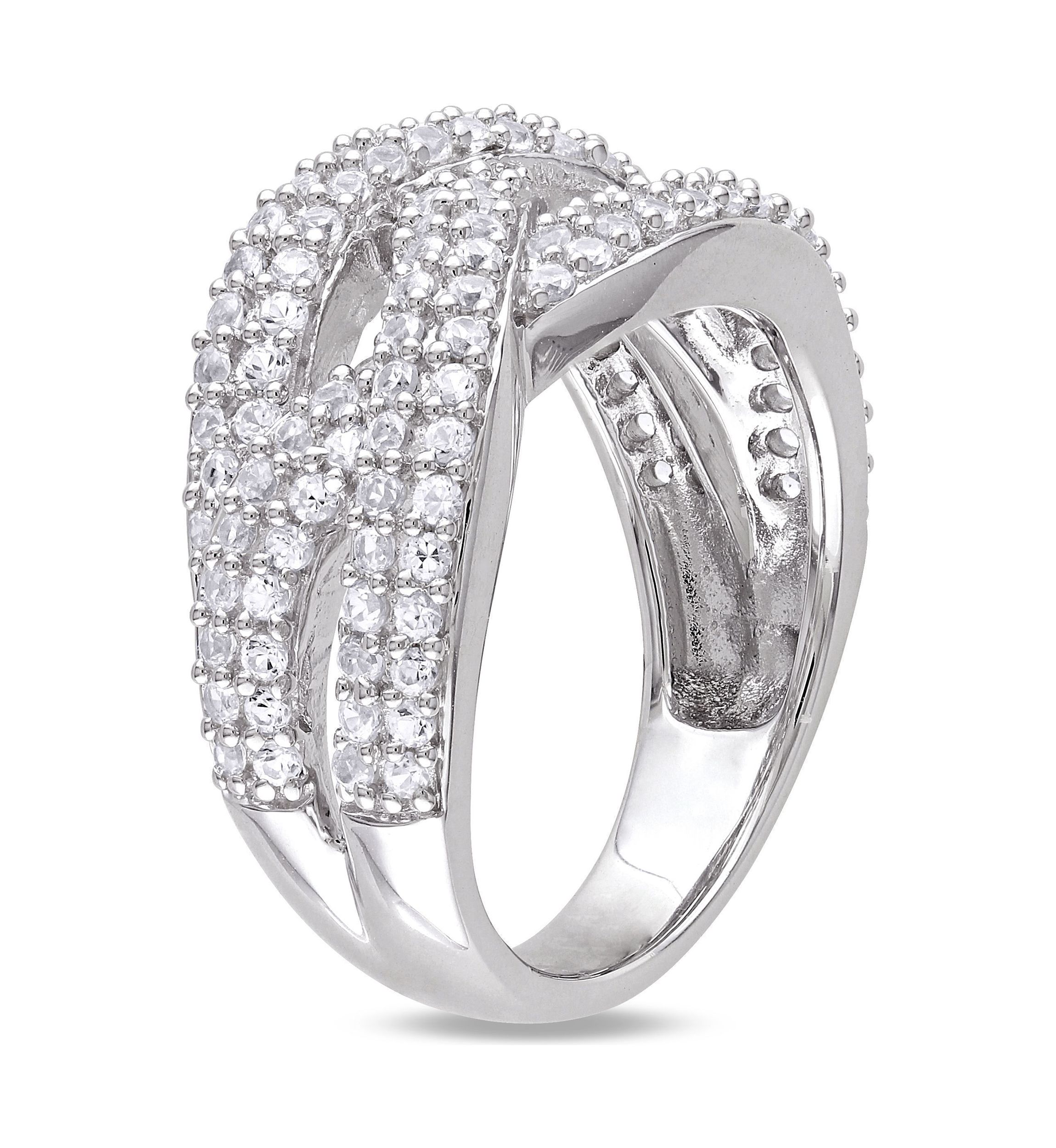 Lab Created 1.25 CT TGW Created White Sapphire Braided Ring in Sterling Silver