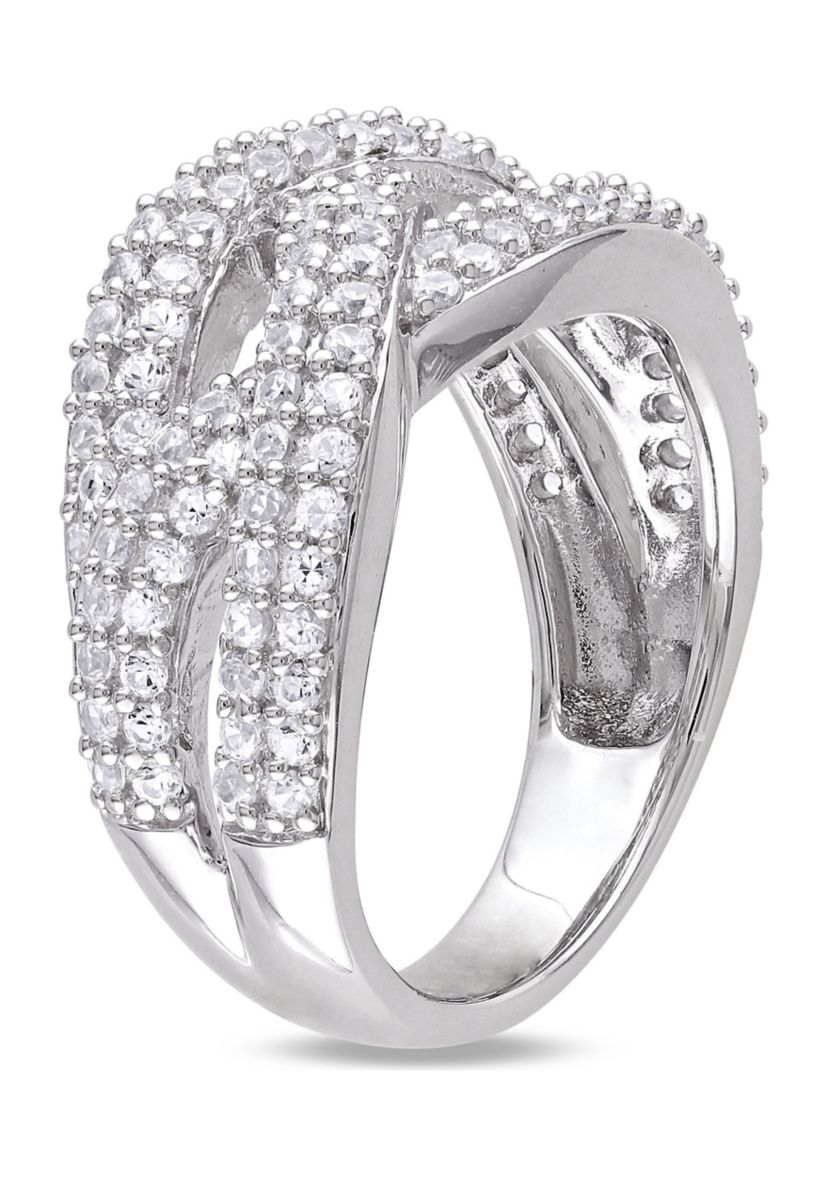 Lab Created 1.25 CT TGW Created White Sapphire Braided Ring in Sterling Silver