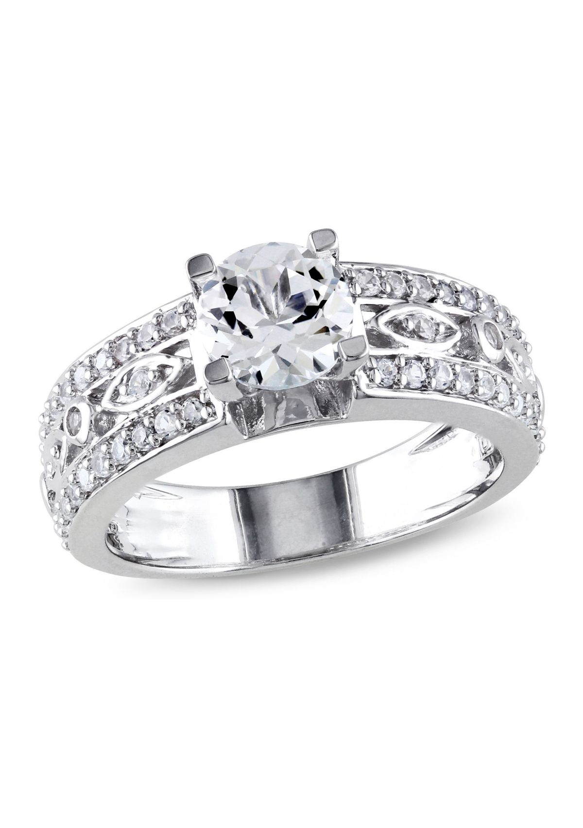 Lab Created 1.88 CT TGW Created White Sapphire Filigree Engagement Ring in Sterling Silver