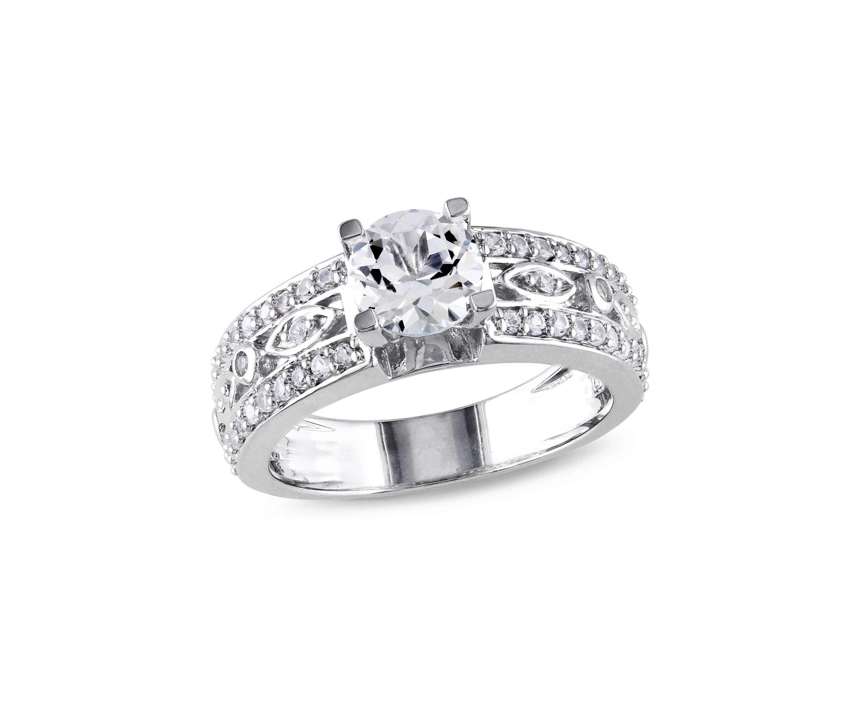 Lab Created 1.88 CT TGW Created White Sapphire Filigree Engagement Ring in Sterling Silver
