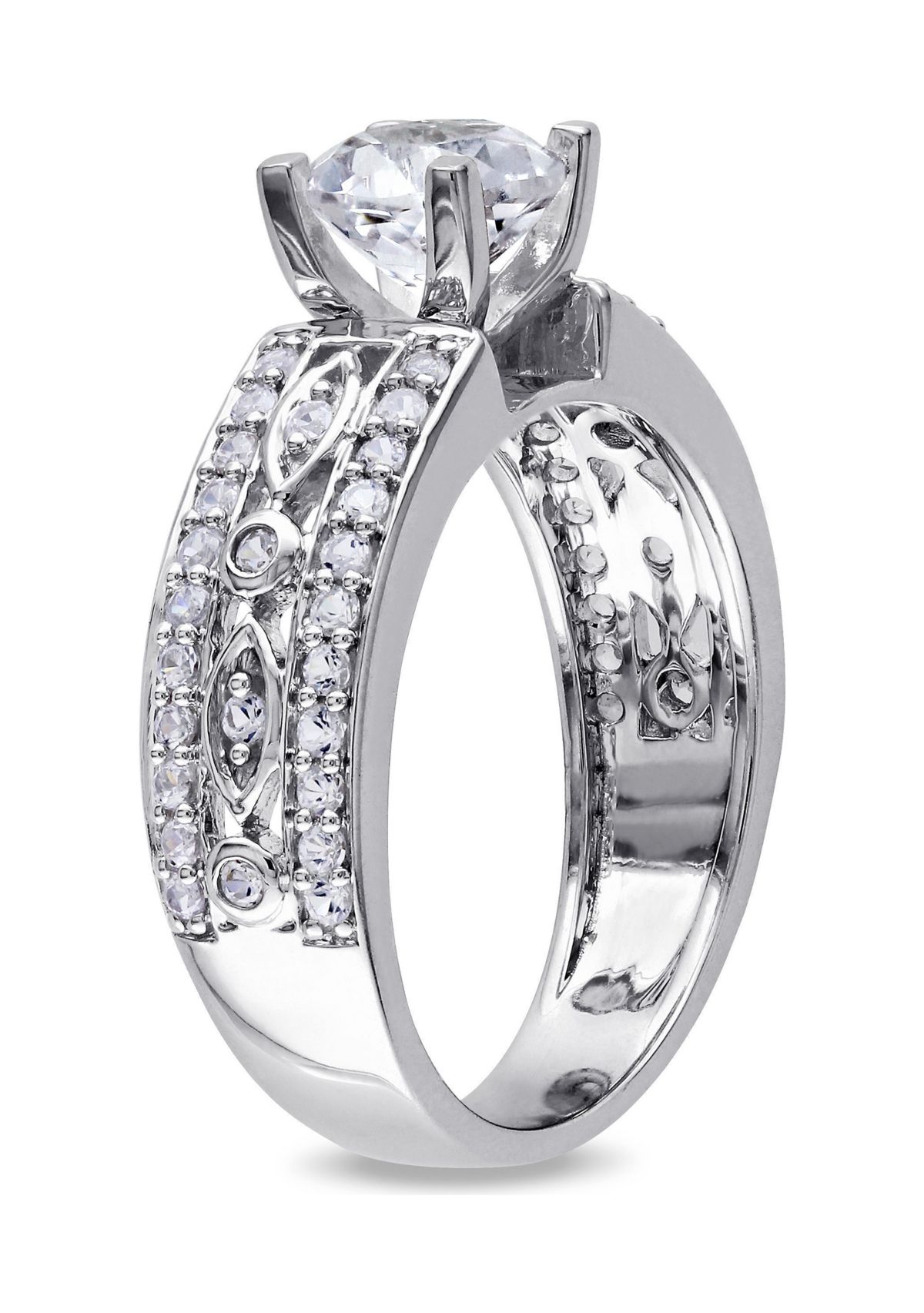 Lab Created 1.88 CT TGW Created White Sapphire Filigree Engagement Ring in Sterling Silver