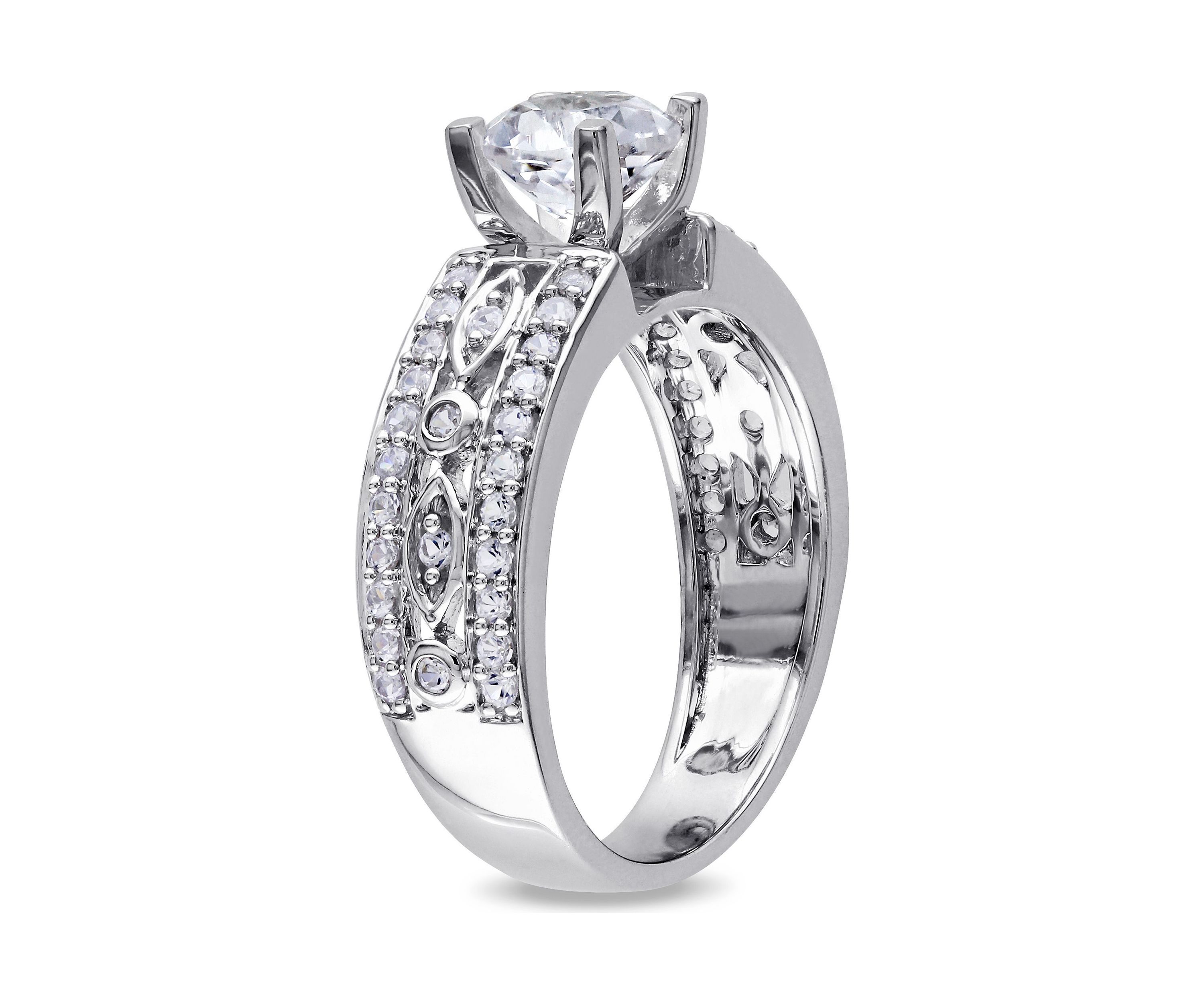 Lab Created 1.88 CT TGW Created White Sapphire Filigree Engagement Ring in Sterling Silver