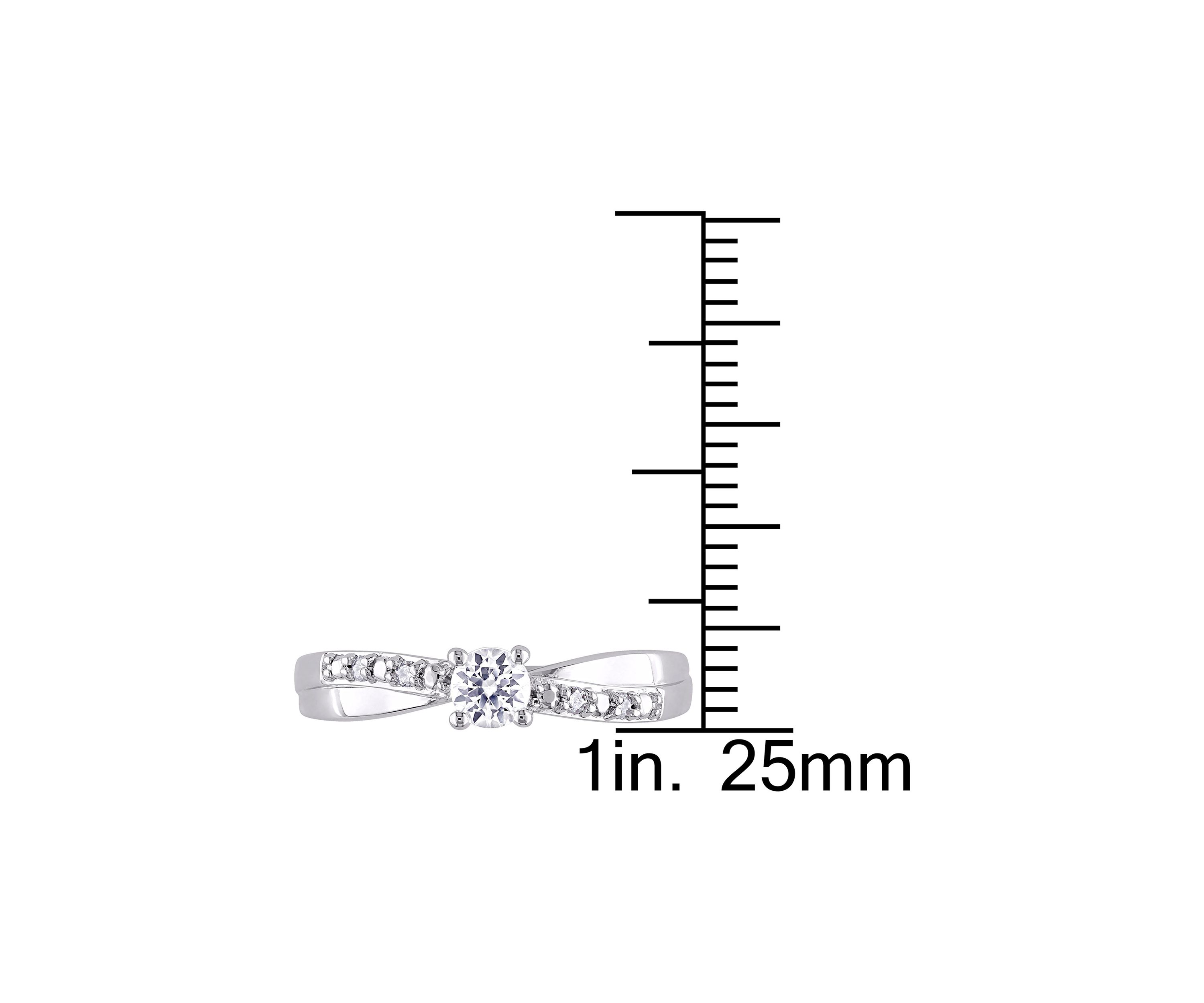 Lab Created 1/3 CT TGW Created White Sapphire and Diamond Crossover Ring in Sterling Silver