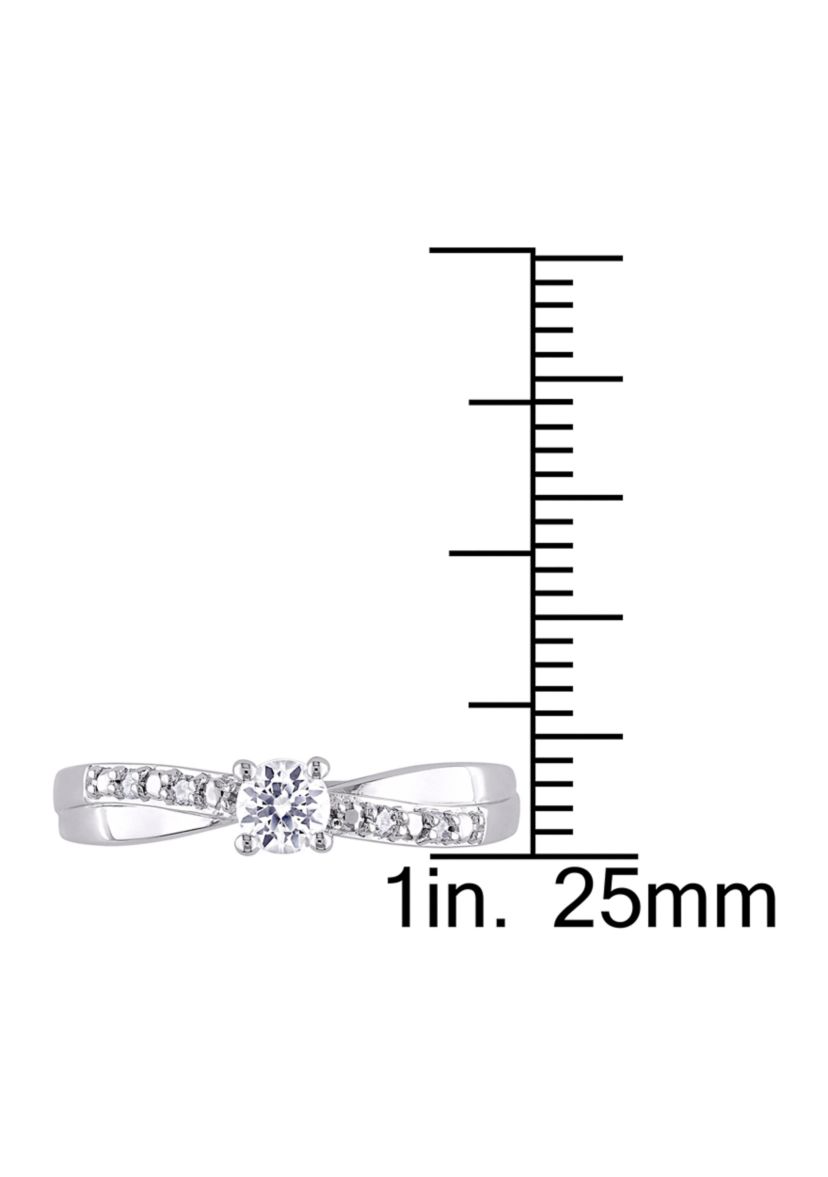 Lab Created 1/3 CT TGW Created White Sapphire and Diamond Crossover Ring in Sterling Silver
