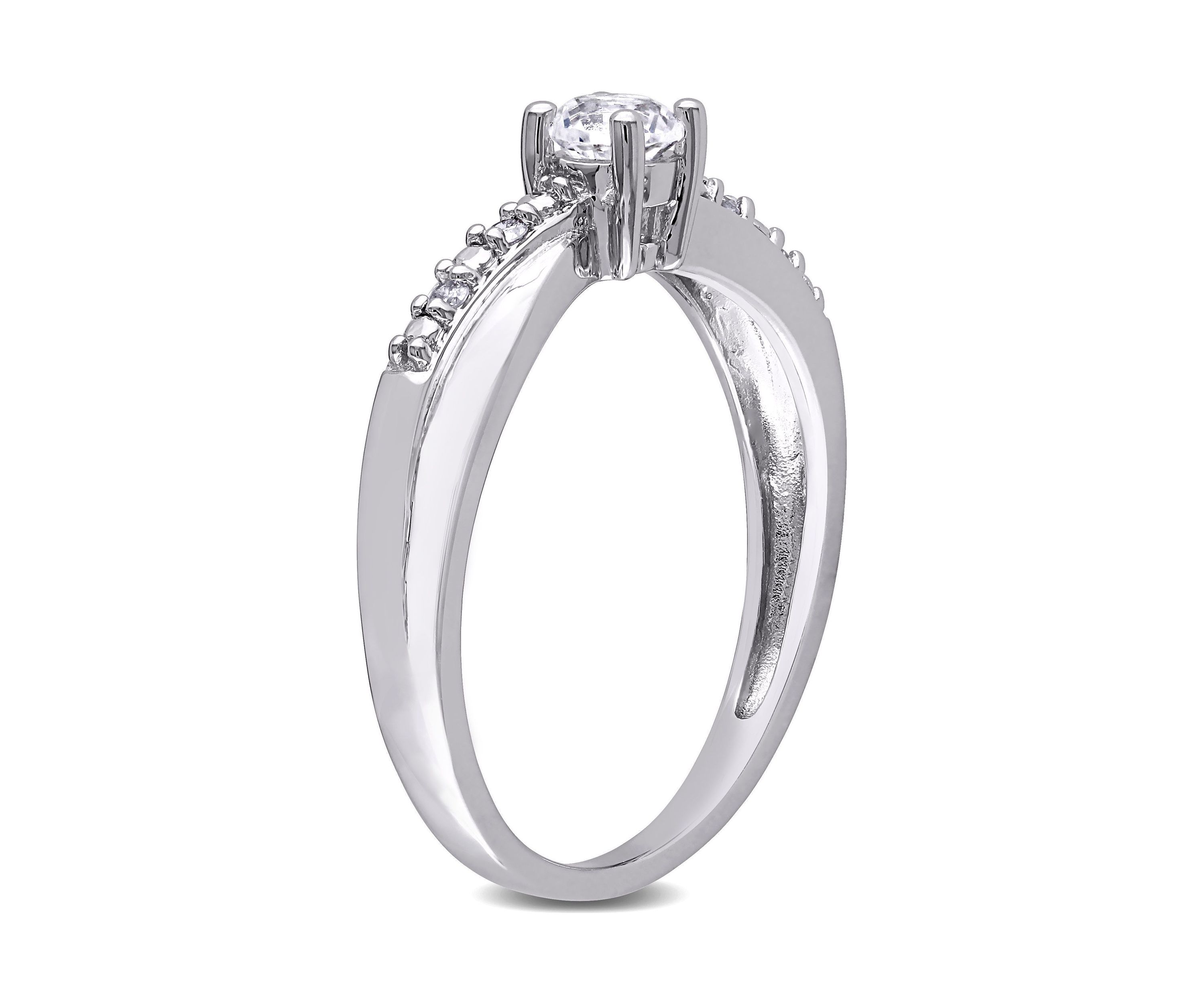 Lab Created 1/3 CT TGW Created White Sapphire and Diamond Crossover Ring in Sterling Silver