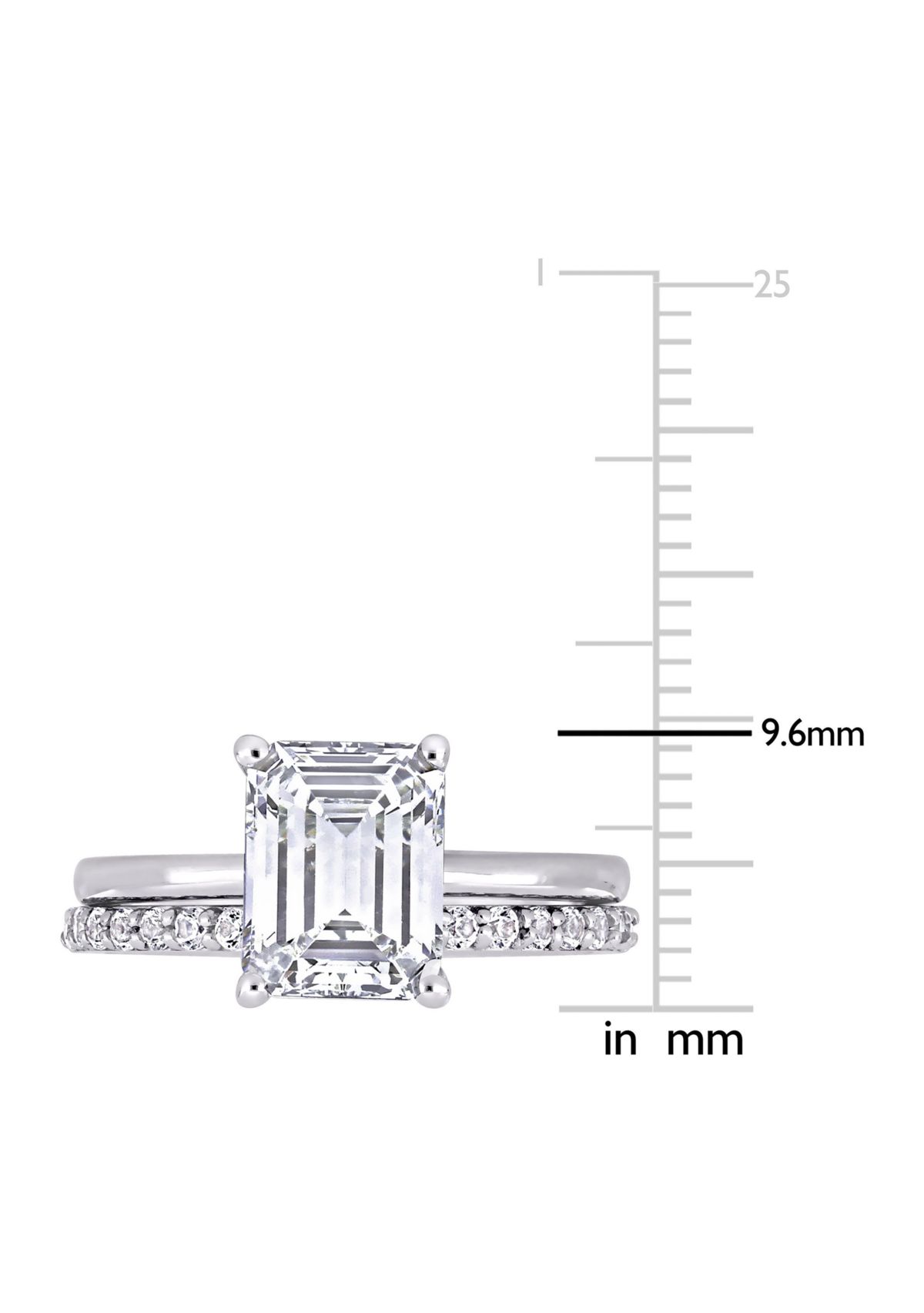 Lab Created 4 CT TGW Created White Sapphire Emerald-Cut Bridal Ring Set in 10k White Gold