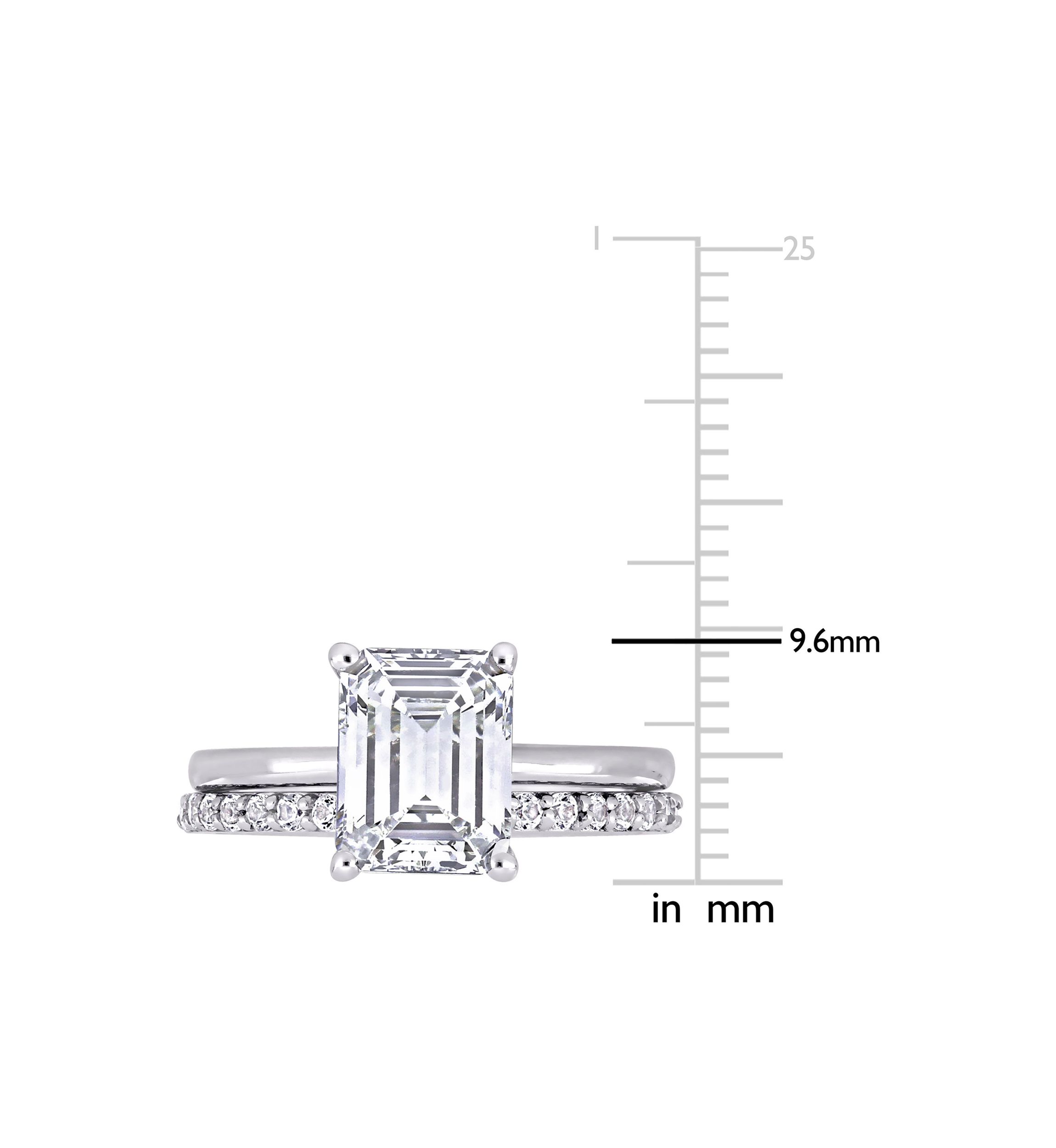 Lab Created 4 CT TGW Created White Sapphire Emerald-Cut Bridal Ring Set in 10k White Gold