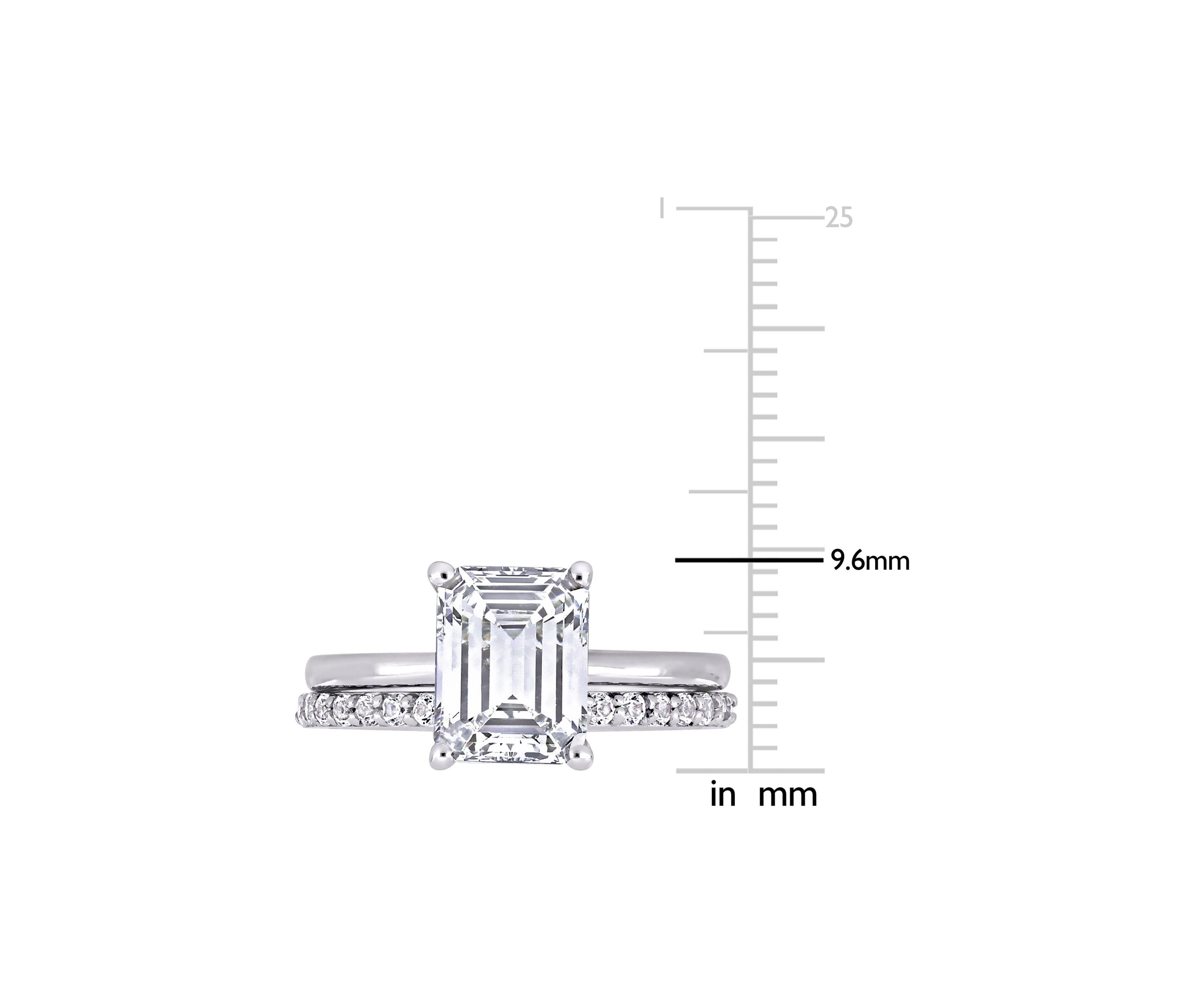 Lab Created 4 CT TGW Created White Sapphire Emerald-Cut Bridal Ring Set in 10k White Gold