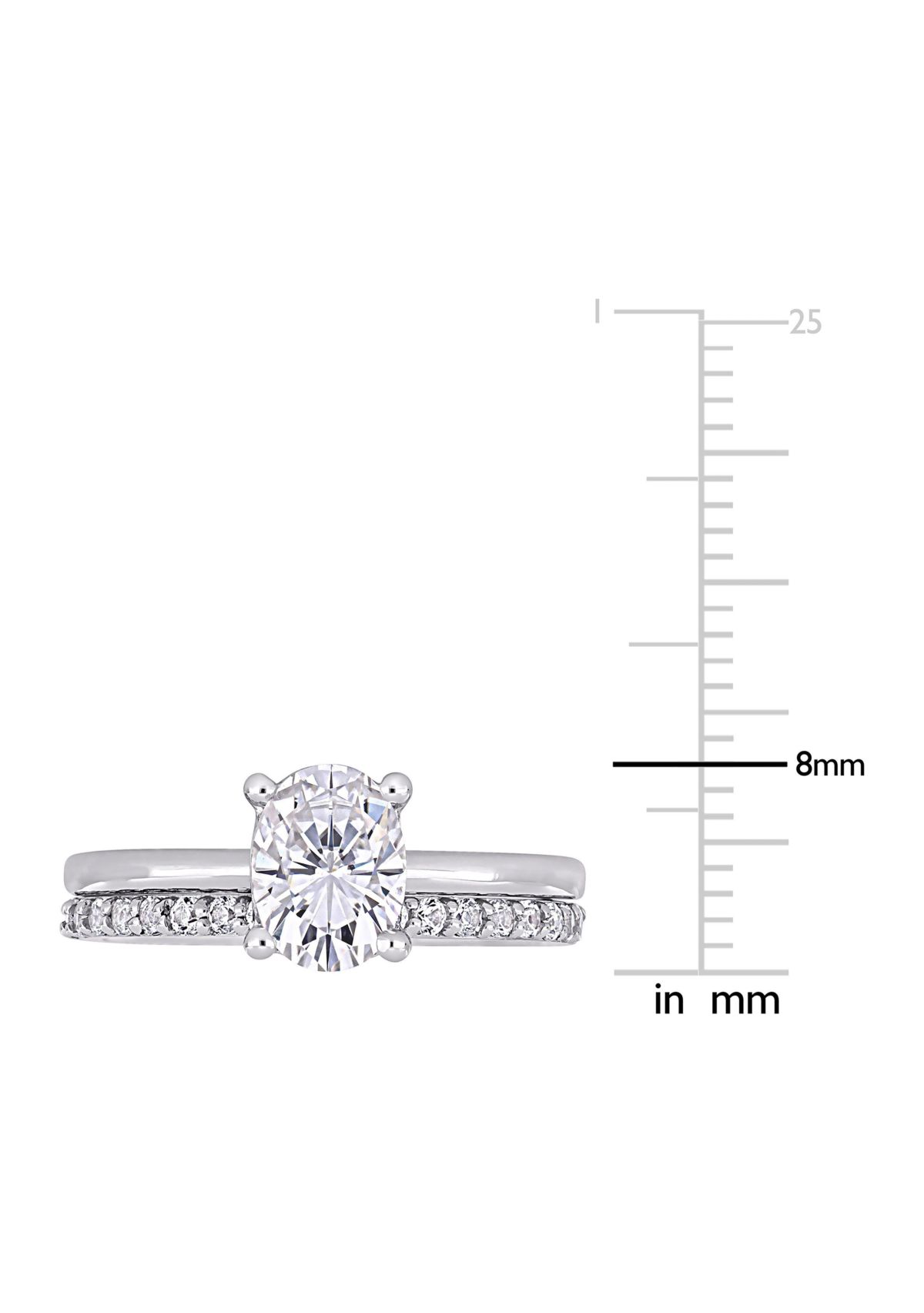 Lab Created 3.3 CT TGW Created White Sapphire Oval Bridal Ring Set in 10k White Gold