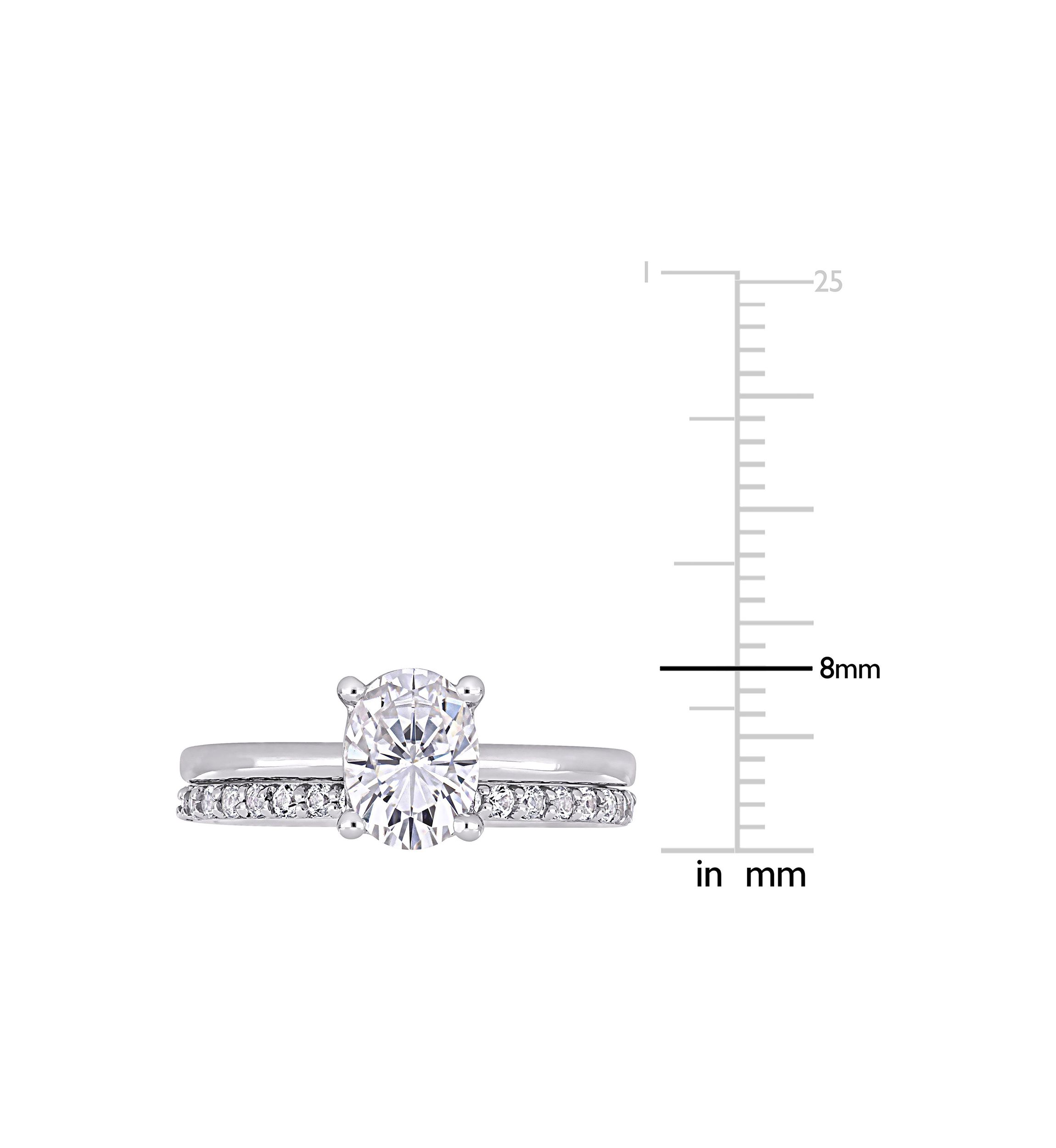 Lab Created 3.3 CT TGW Created White Sapphire Oval Bridal Ring Set in 10k White Gold