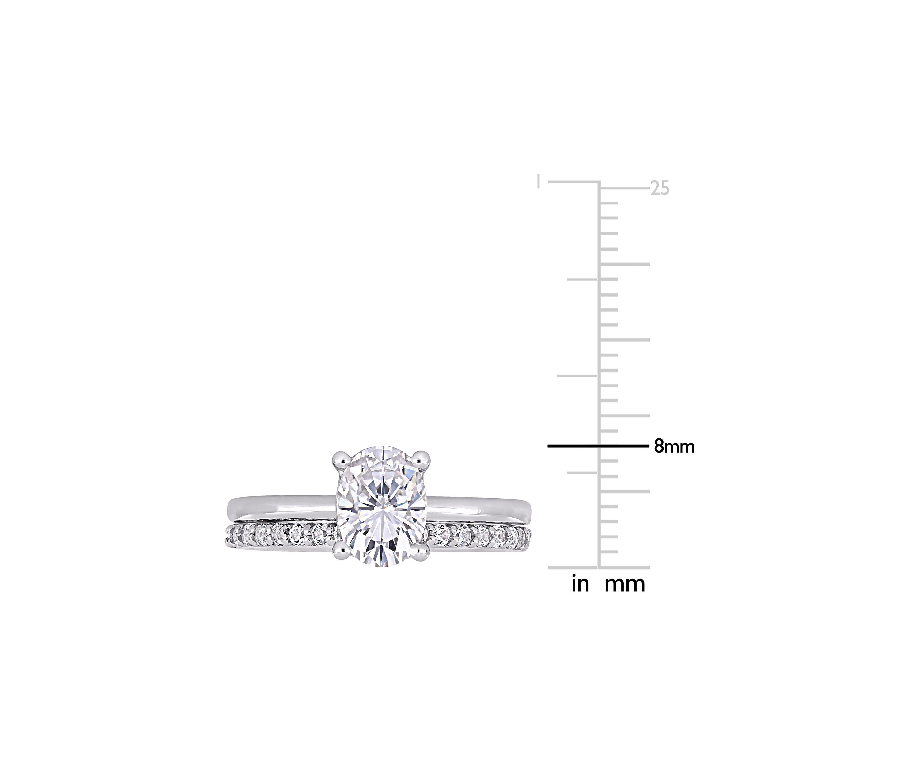 Lab Created 3.3 CT TGW Created White Sapphire Oval Bridal Ring Set in 10k White Gold