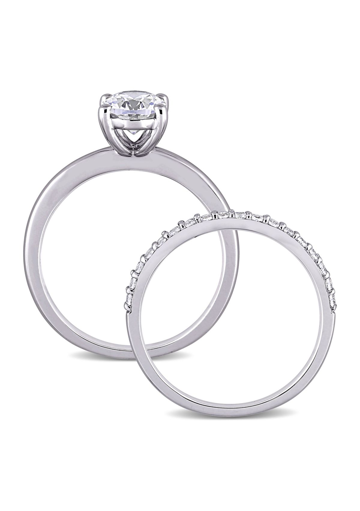 Lab Created 3.3 CT TGW Created White Sapphire Oval Bridal Ring Set in 10k White Gold