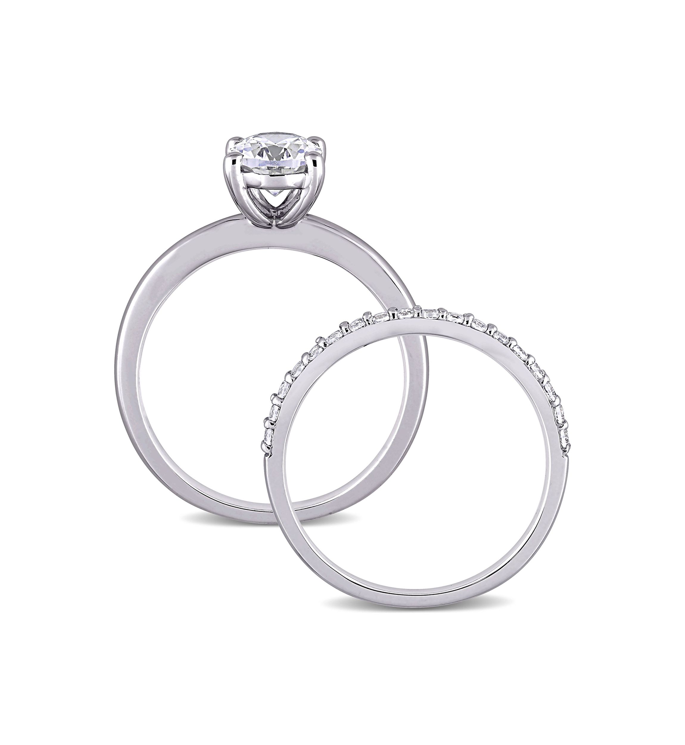 Lab Created 3.3 CT TGW Created White Sapphire Oval Bridal Ring Set in 10k White Gold