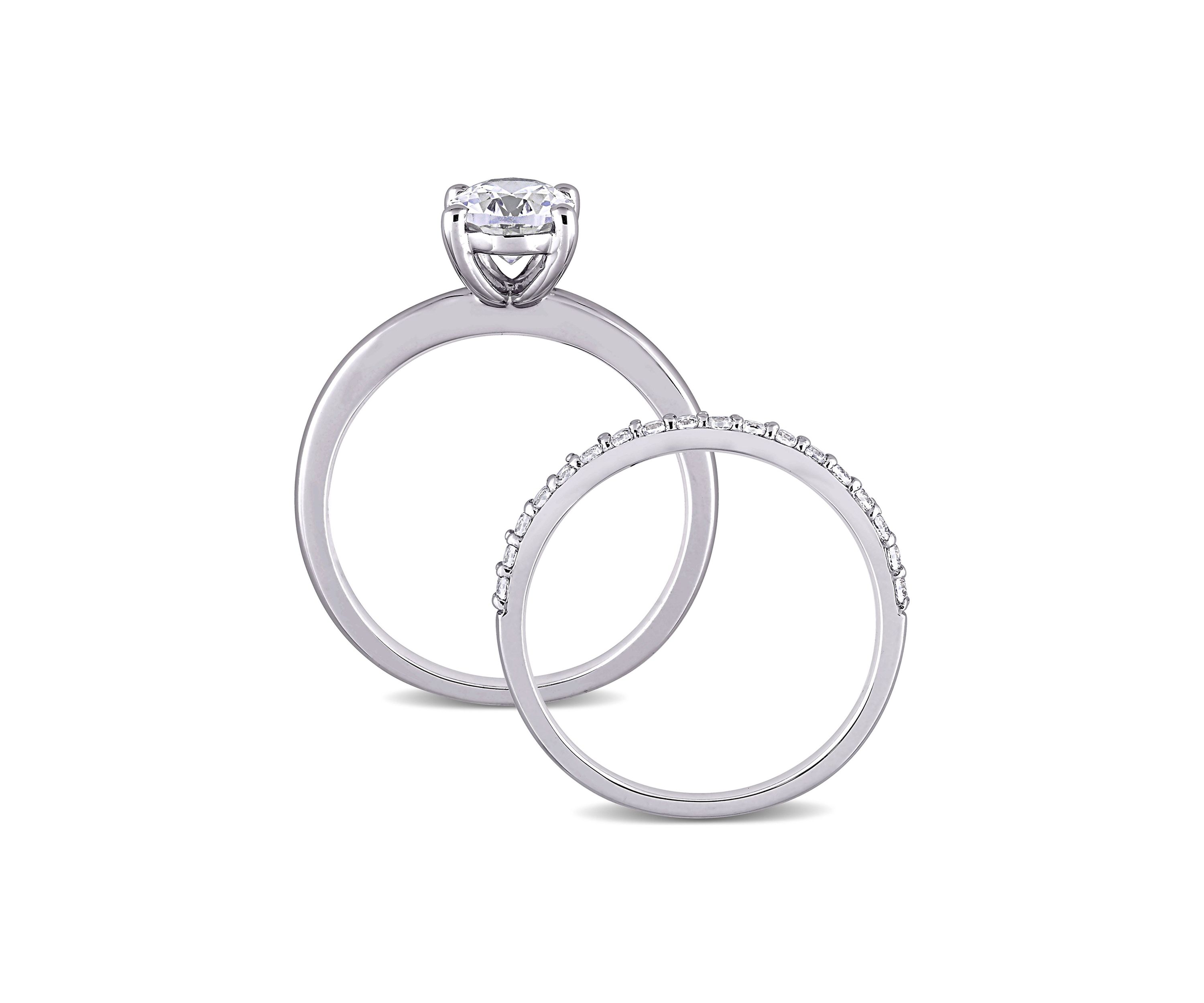 Lab Created 3.3 CT TGW Created White Sapphire Oval Bridal Ring Set in 10k White Gold