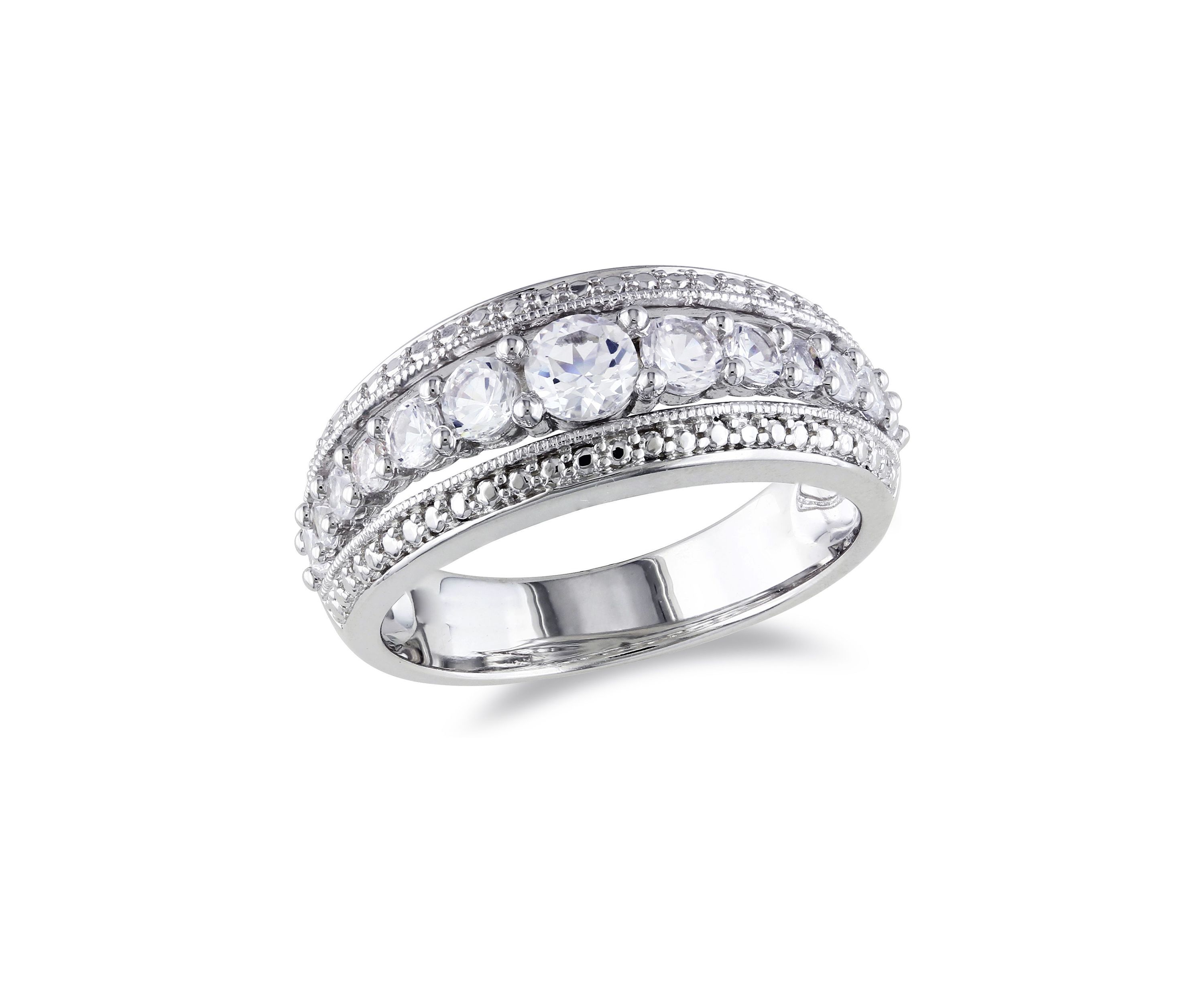 Lab Created 1.2 CT TGW Created White Sapphire Graduated Ring in Sterling Silver